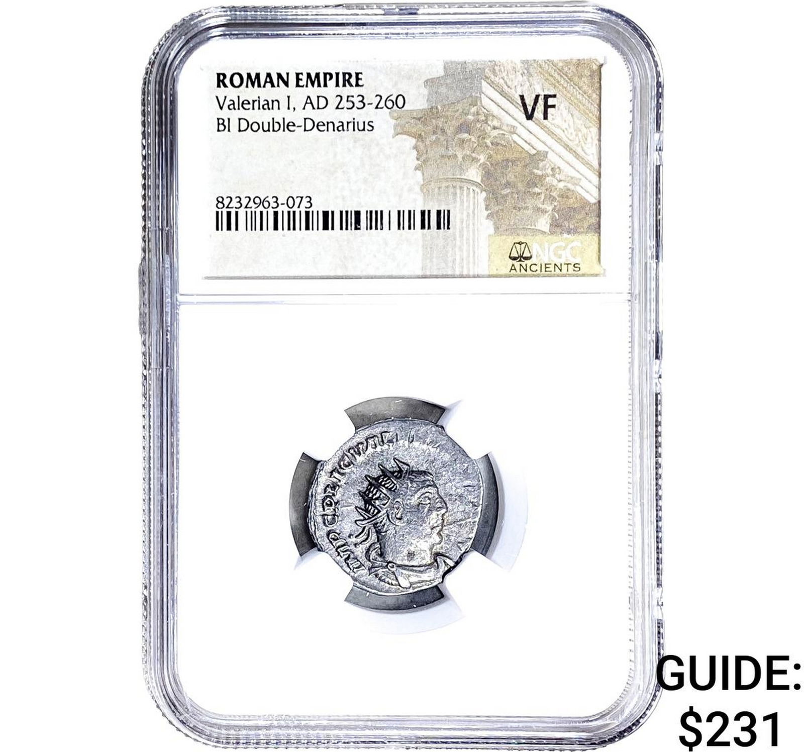 Roman Valerian I, AD 253-260 BI Dbl-Denarius NGC VF: Roman Valerian I, AD 253-260 BI Dbl-Denarius NGC VF