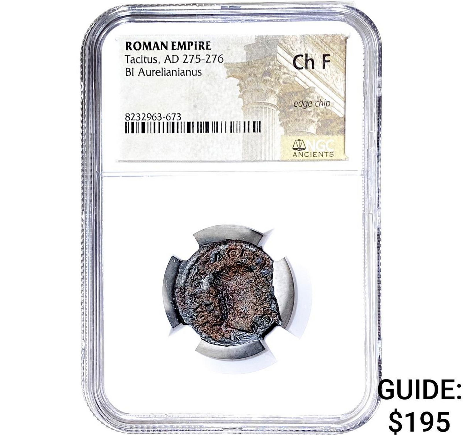 Roman Tacitus, AD 275-276 BI Aurelianianus NGC Ch F: Roman Tacitus, AD 275-276 BI Aurelianianus NGC Ch F