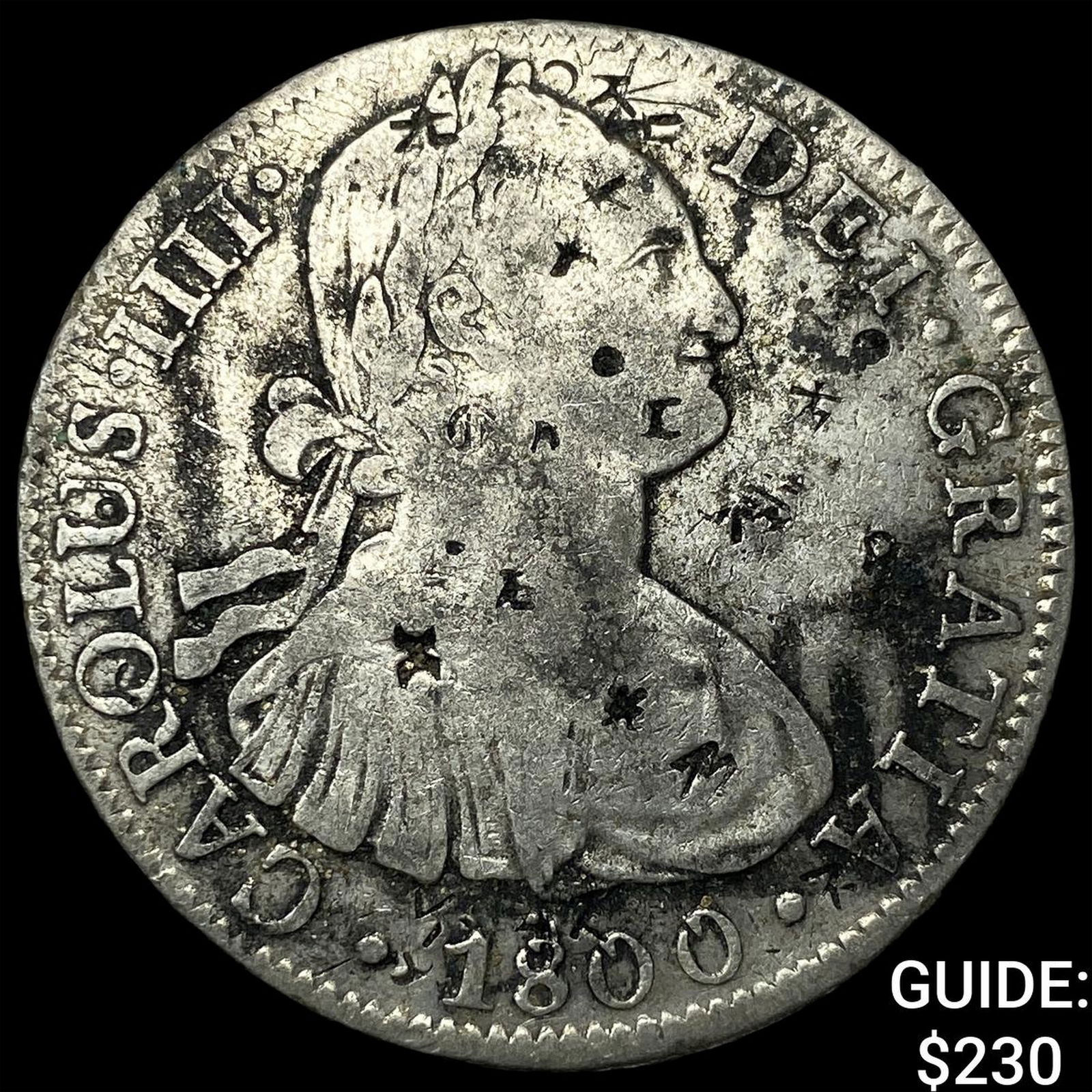 1800 Colonial Spain Silver 8 Reales Punchmarked NEARLY UNCIRCULATED (1 of 2)