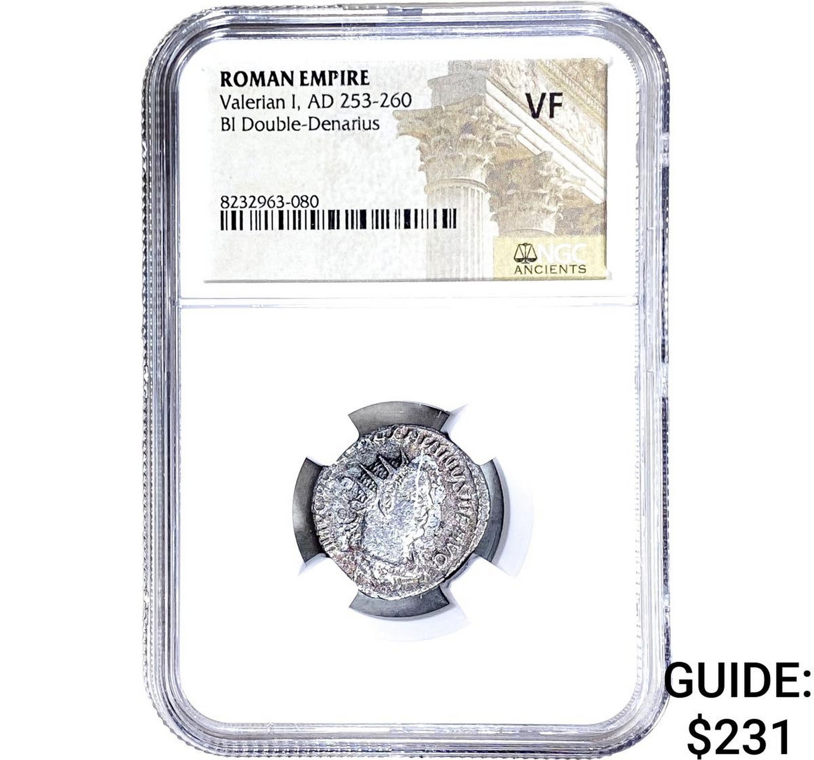 Roman Valerian I, AD 253-260 BI Dbl-Denarius NGC VF: Roman Valerian I, AD 253-260 BI Dbl-Denarius NGC VF