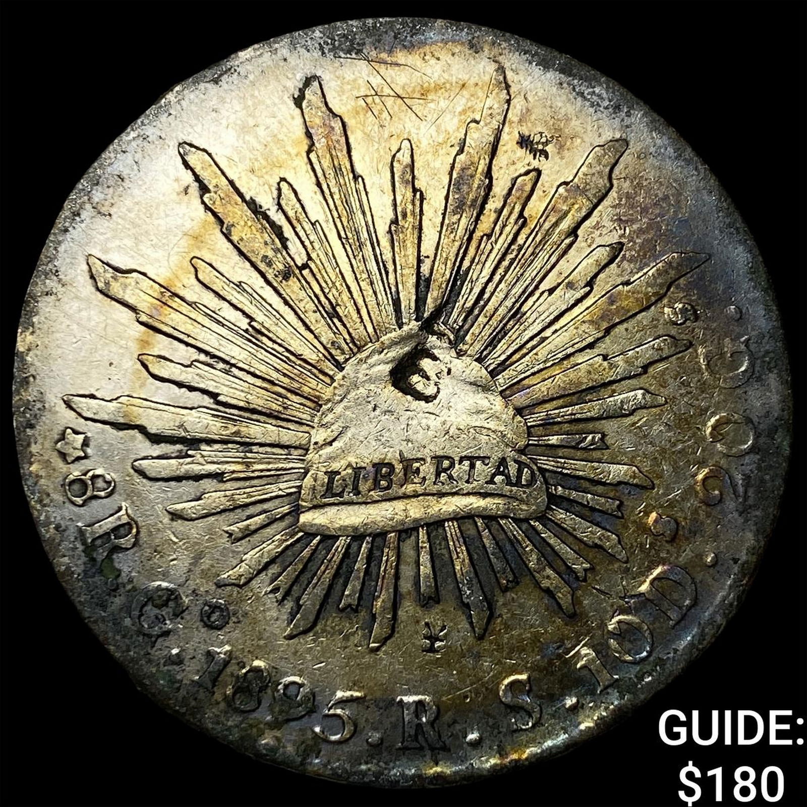 1895 Mexico Silver 8 Reales Punchmarked NEARLY UNCIRCULATED: 1895 Mexico Silver 8 Reales Punchmarked NEARLY UNCIRCULATED