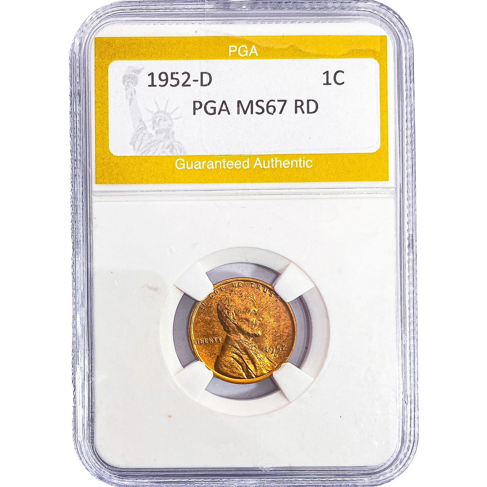 1952-D Wheat Cent PGA MS67 RD: 1952-D Wheat Cent PGA MS67 RD