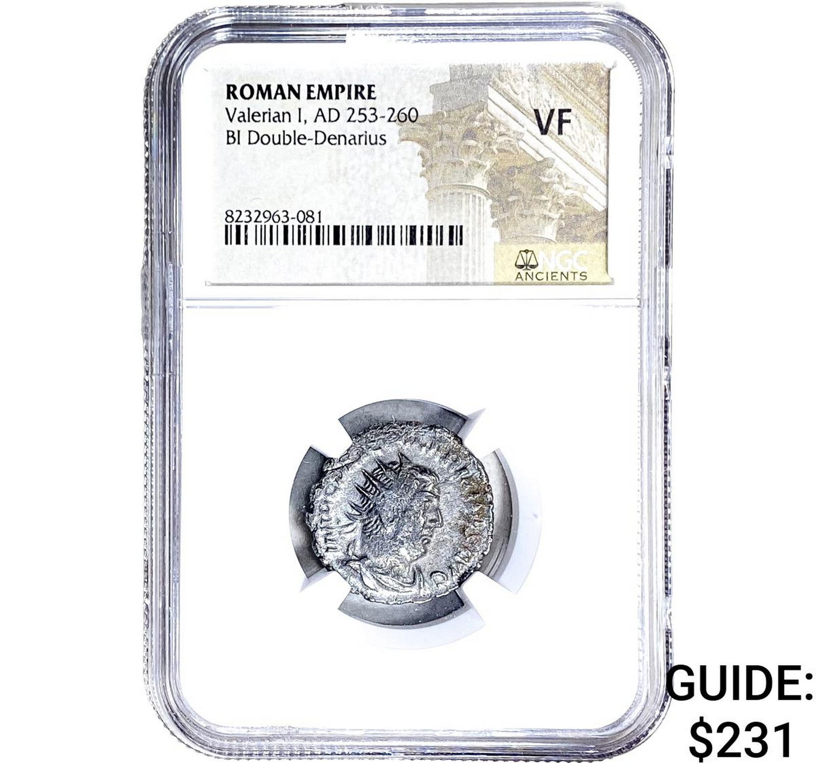 Roman Valerian I, AD 253-260 BI Dbl-Denarius NGC VF: Roman Valerian I, AD 253-260 BI Dbl-Denarius NGC VF