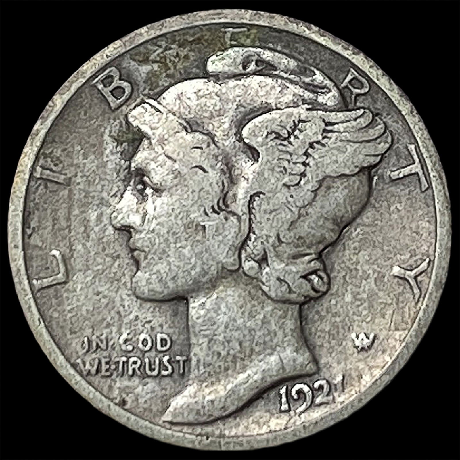 1921 Silver Mercury Dime LIGHT CIRC: 1921 Silver Mercury Dime LIGHT CIRC