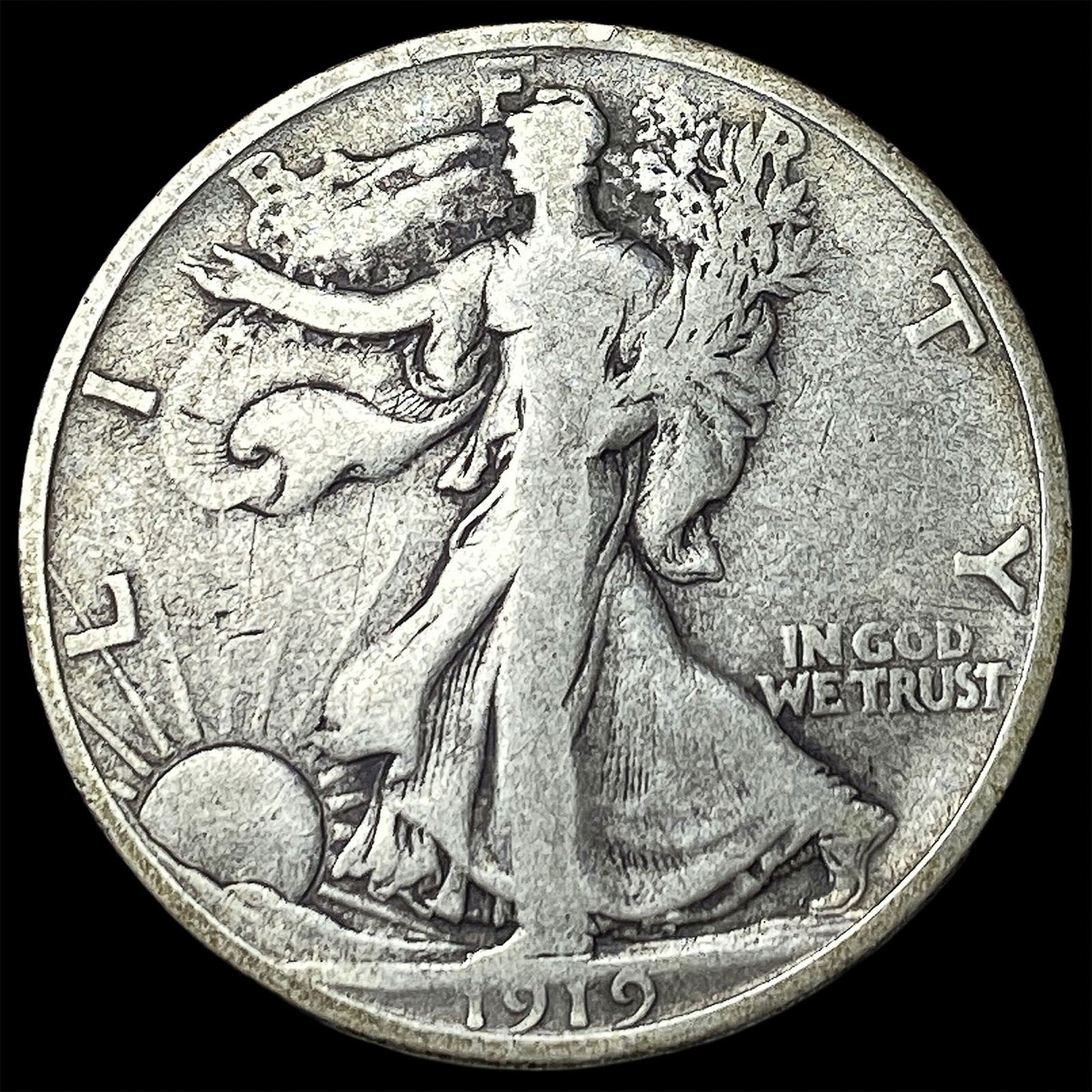 1919-D Walking Liberty Half Dollar NICELY CIRCULATED: 1919-D Walking Liberty Half Dollar NICELY CIRCULATED
