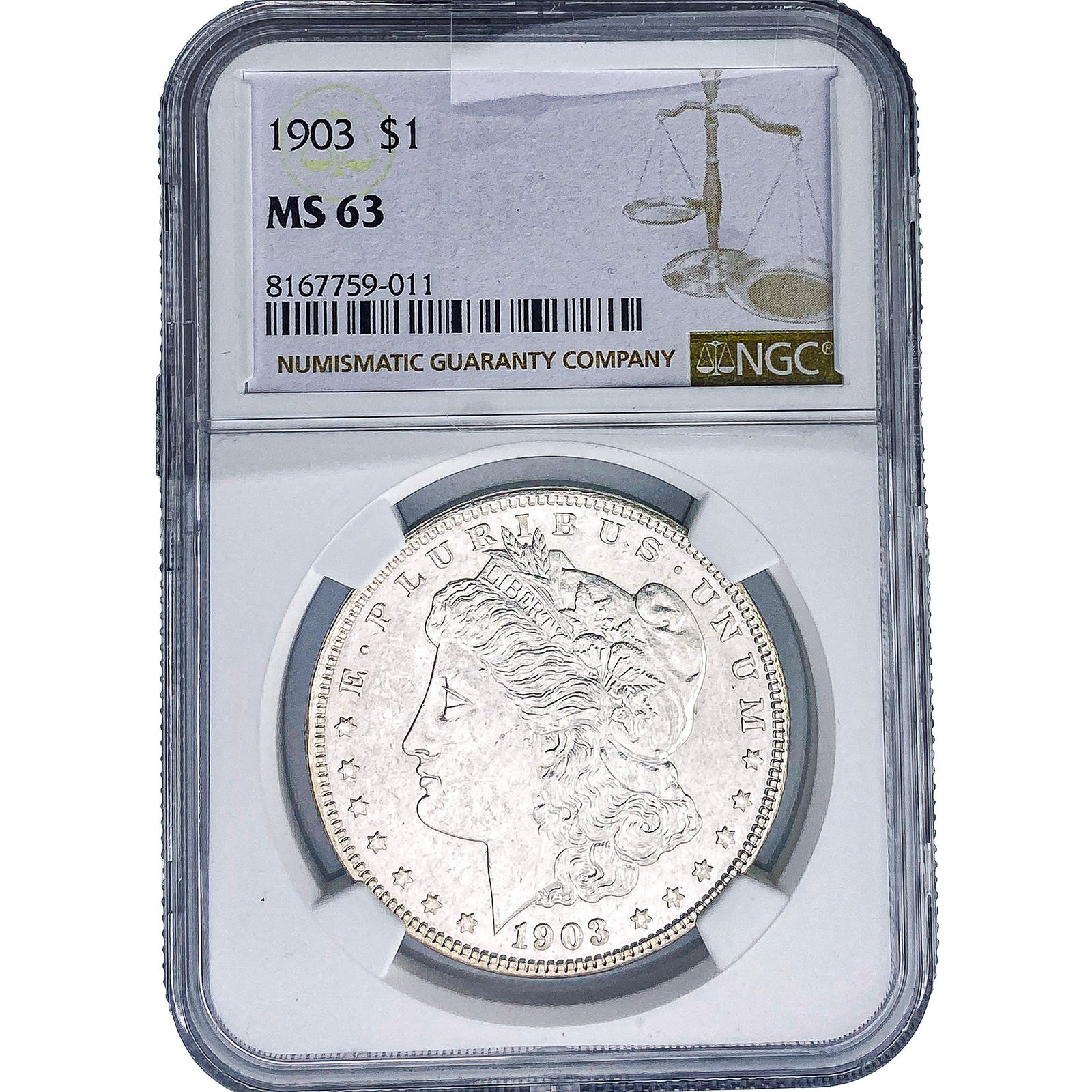 1903 Morgan Silver Dollar NGC MS63: 1903 Morgan Silver Dollar NGC MS63