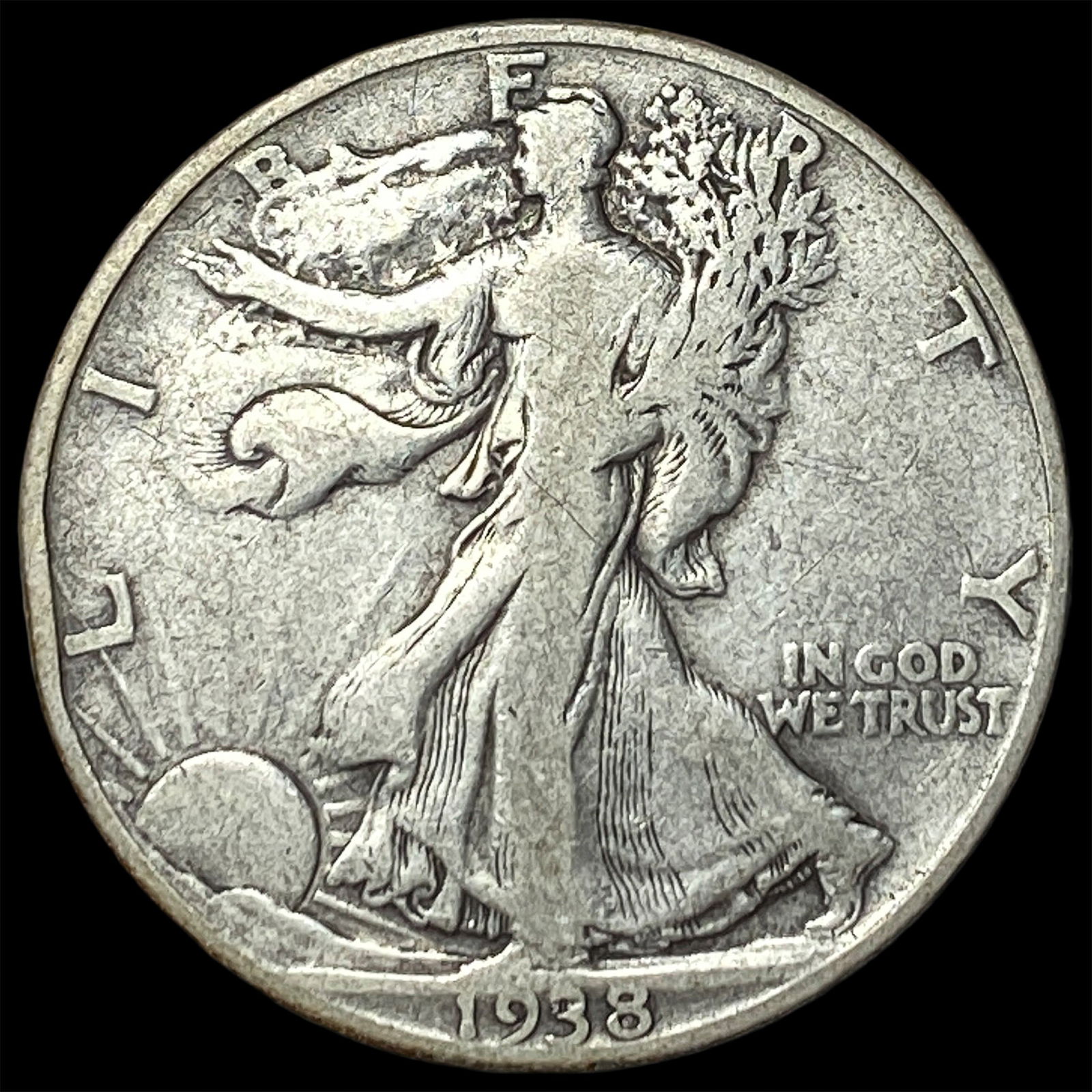 1938-D Walking Liberty Half Dollar LIGHTLY CIRCULATED: 1938-D Walking Liberty Half Dollar LIGHTLY CIRCULATED