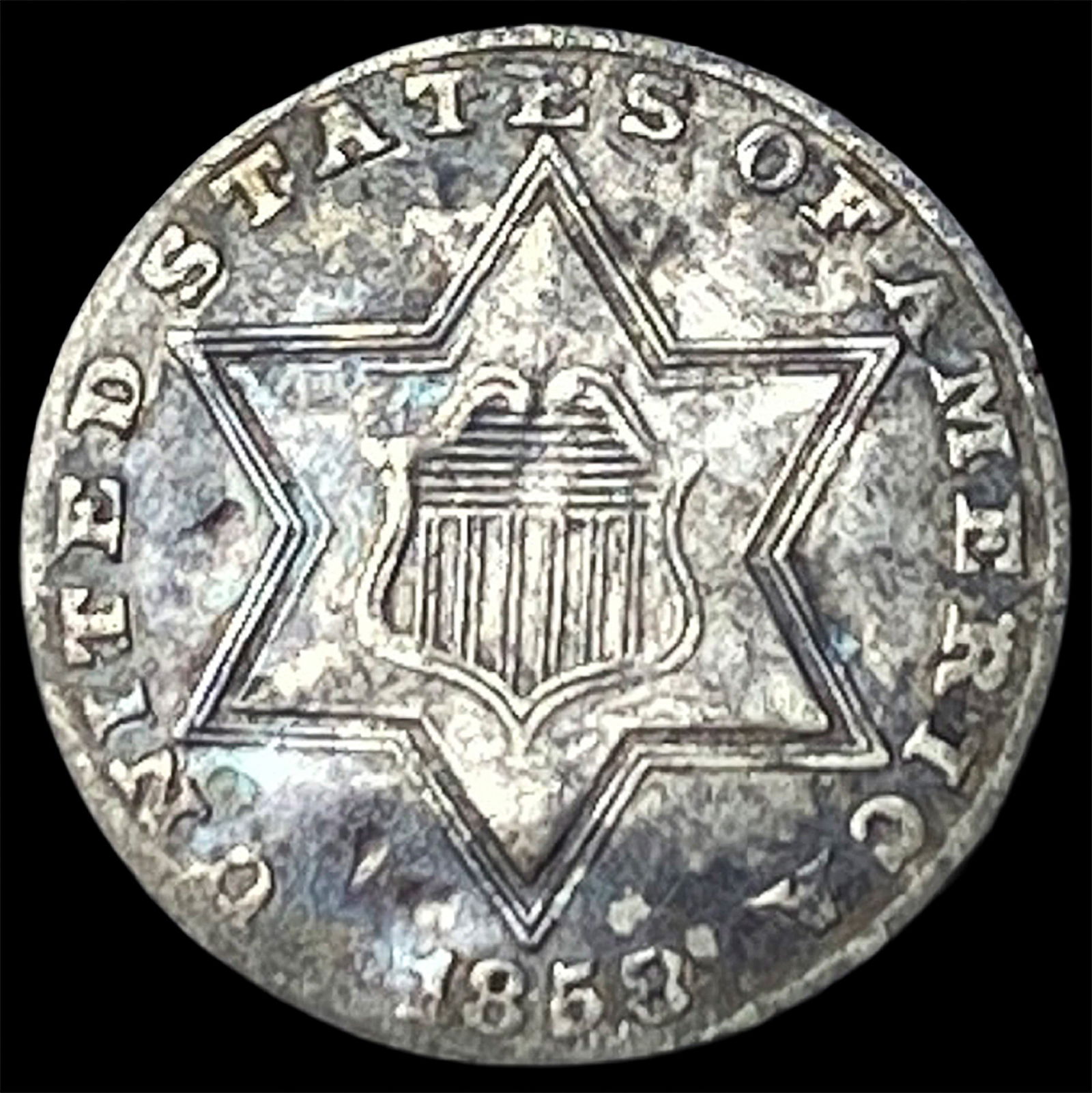 1853 Silver Three-Cent Piece CLOSELY UNCIRCULATED (1 of 2)
