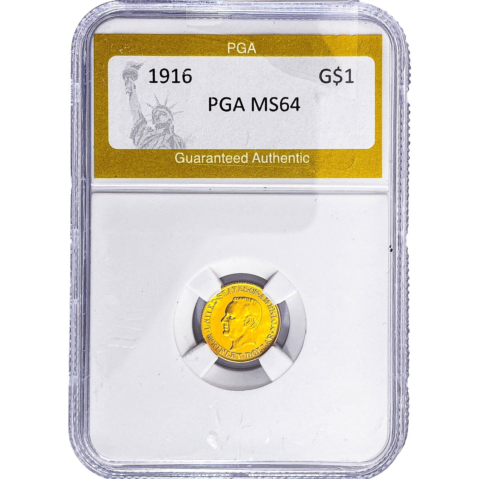 1916 McKinley Rare Gold Dollar PGA MS64: 1916 McKinley Rare Gold Dollar PGA MS64