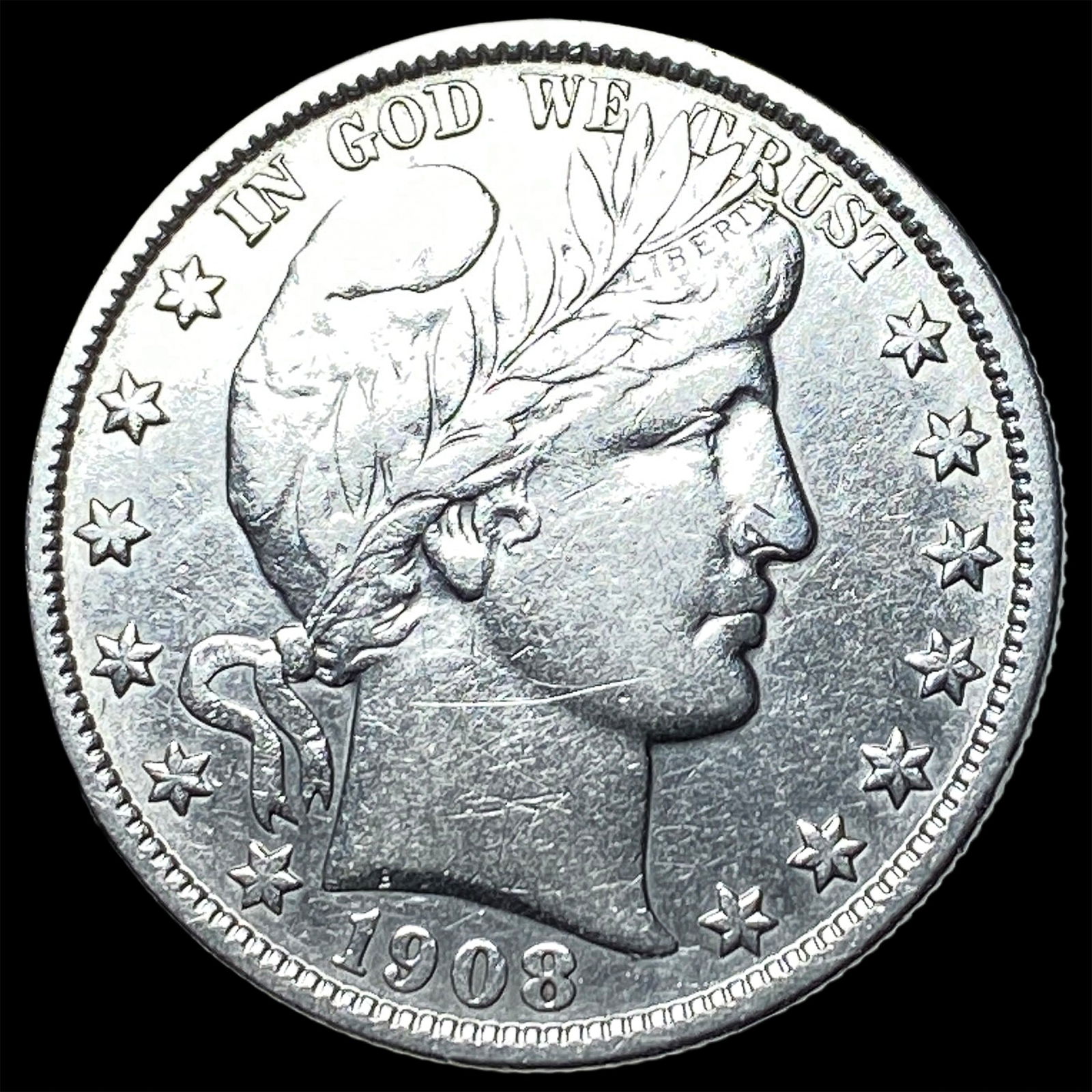 1908-O Silver Barber Half Dollar LIGHTLY CIRCULATED: 1908-O Silver Barber Half Dollar LIGHTLY CIRCULATED