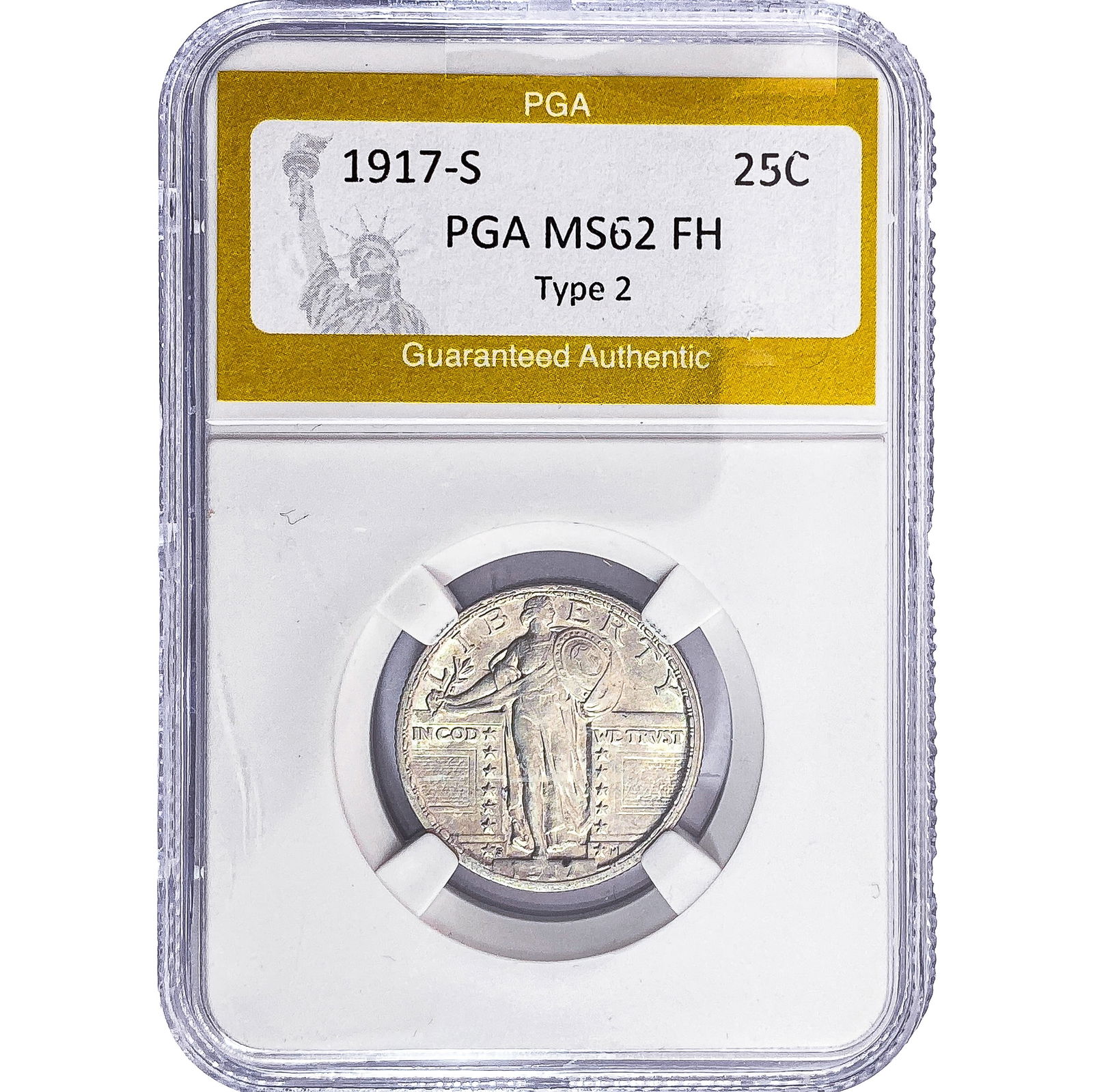 1917-S Standing Liberty Quarter PGA MS62 FH Type 2: 1917-S Standing Liberty Quarter PGA MS62 FH Type 2