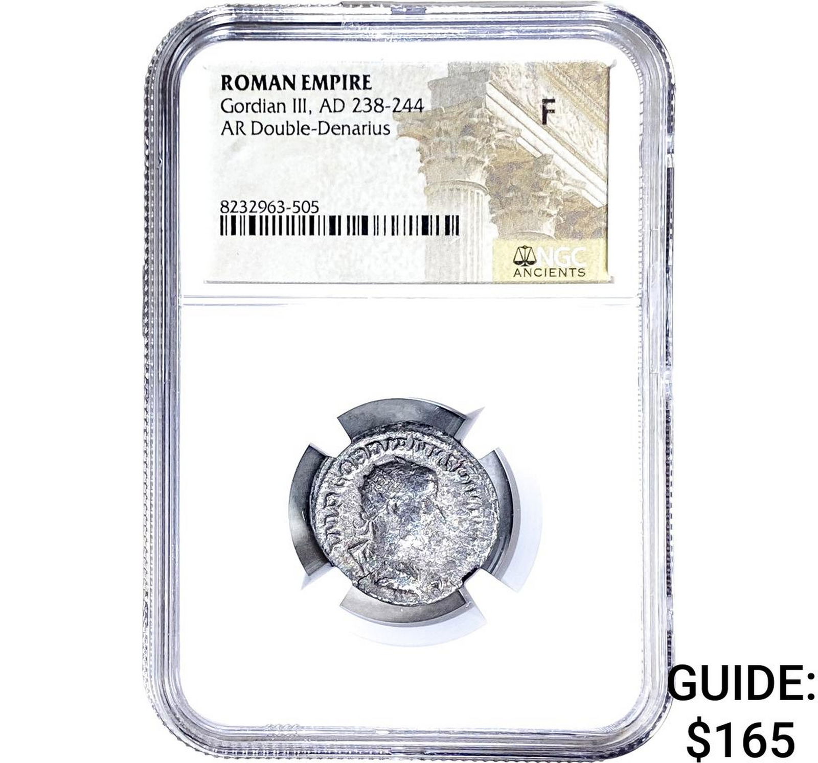 Roman Gordian III, AD 238-244 AR Dbl-Denarius NGC F: Roman Gordian III, AD 238-244 AR Dbl-Denarius NGC F