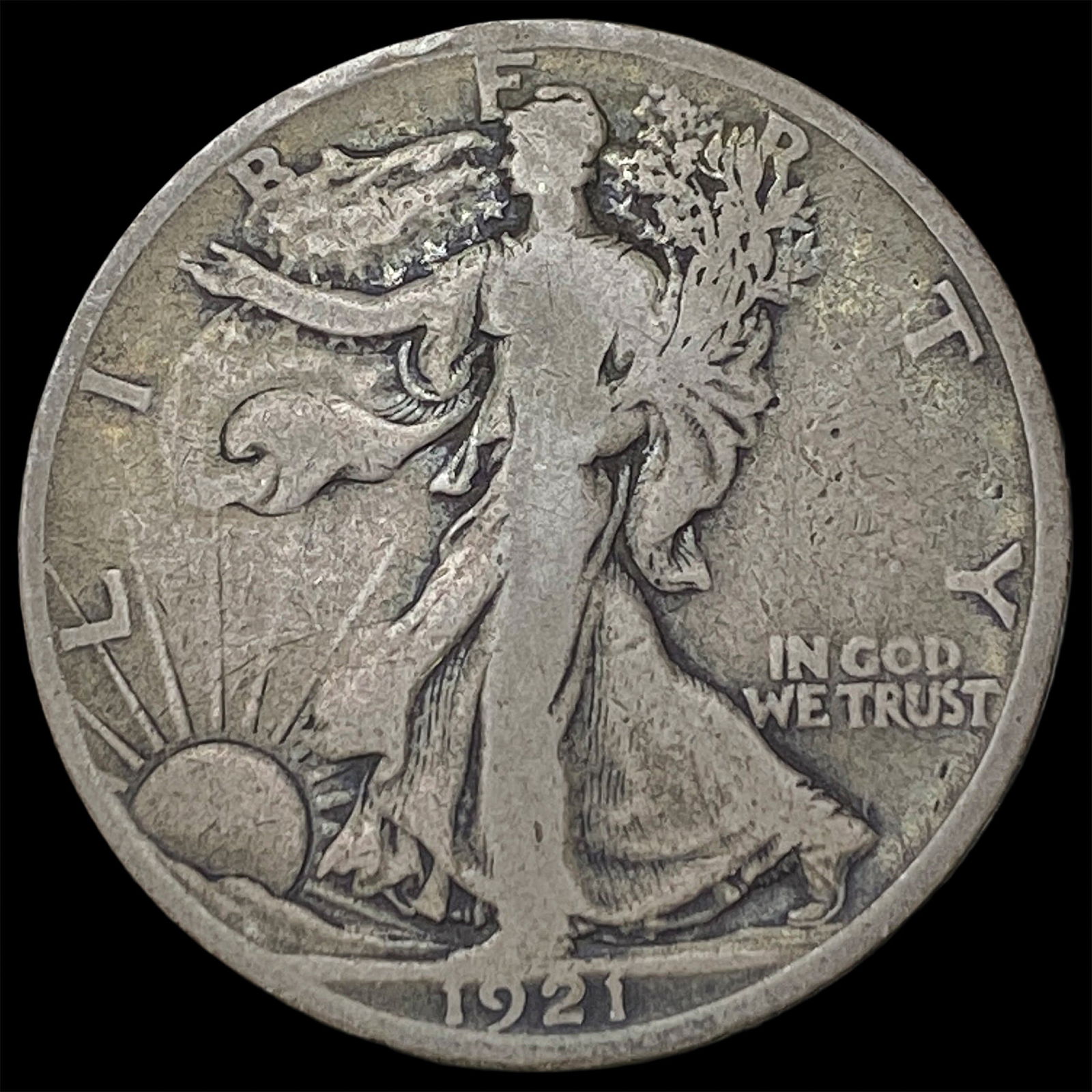 1921-S Walking Liberty Half Dollar NICELY CIRCULATED: 1921-S Walking Liberty Half Dollar NICELY CIRCULATED