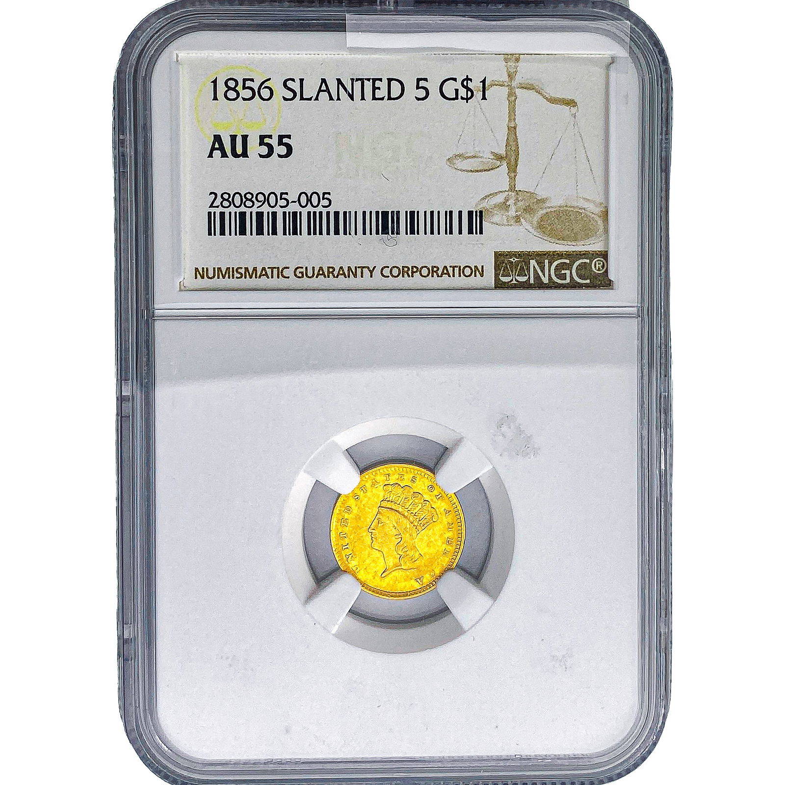 1856 Rare Gold Dollar NGC AU55: 1856 Rare Gold Dollar NGC AU55