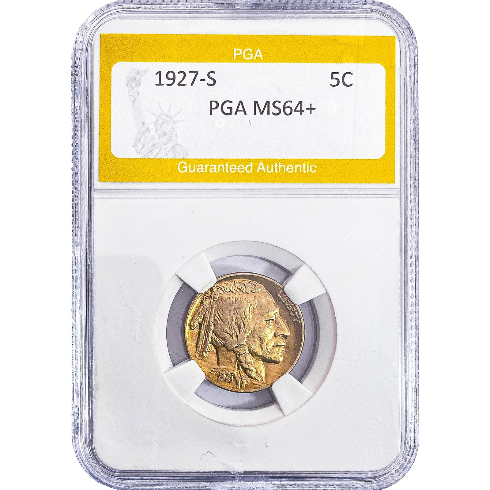 1927-S Buffalo Nickel PGA MS64+: 1927-S Buffalo Nickel PGA MS64+