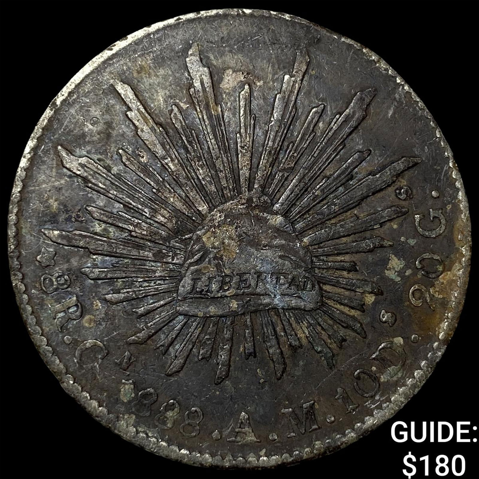 1888 Mexico Silver 8 Reales Punchmarked NEARLY UNCIRCULATED: 1888 Mexico Silver 8 Reales Punchmarked NEARLY UNCIRCULATED