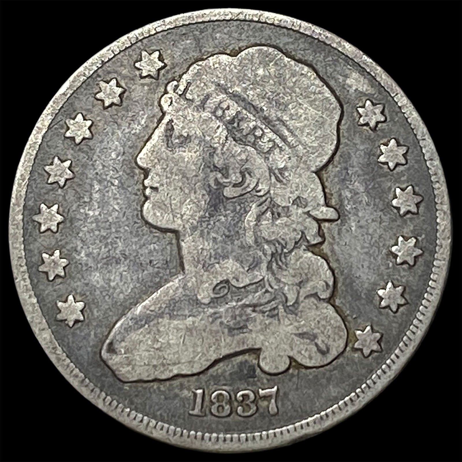 1837 Capped Bust Silver Quarter LIGHTLY CIRCULATED (1 of 2)