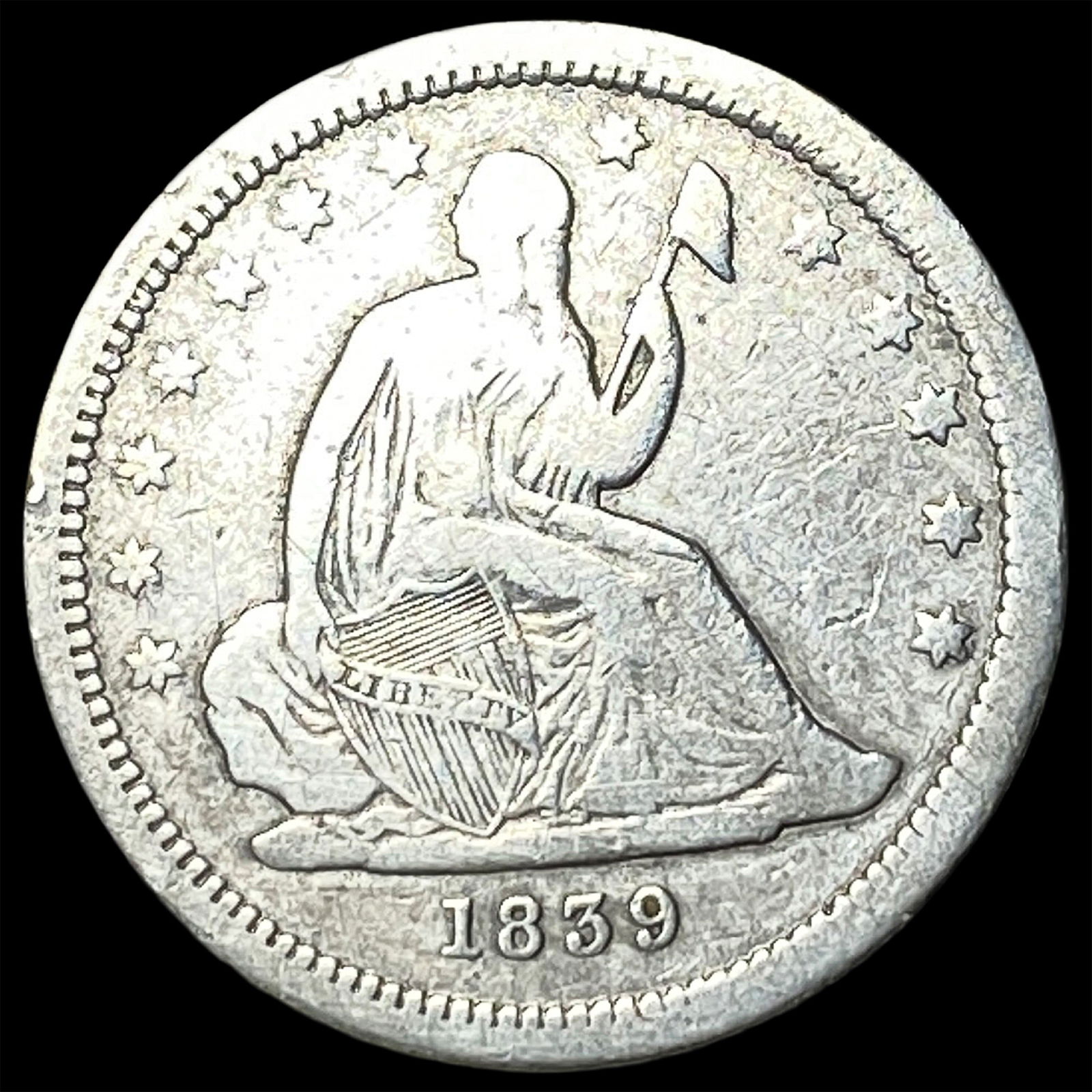 1839 Seated Liberty Quarter Dollar LIGHTLY CIRCULATED (1 of 2)
