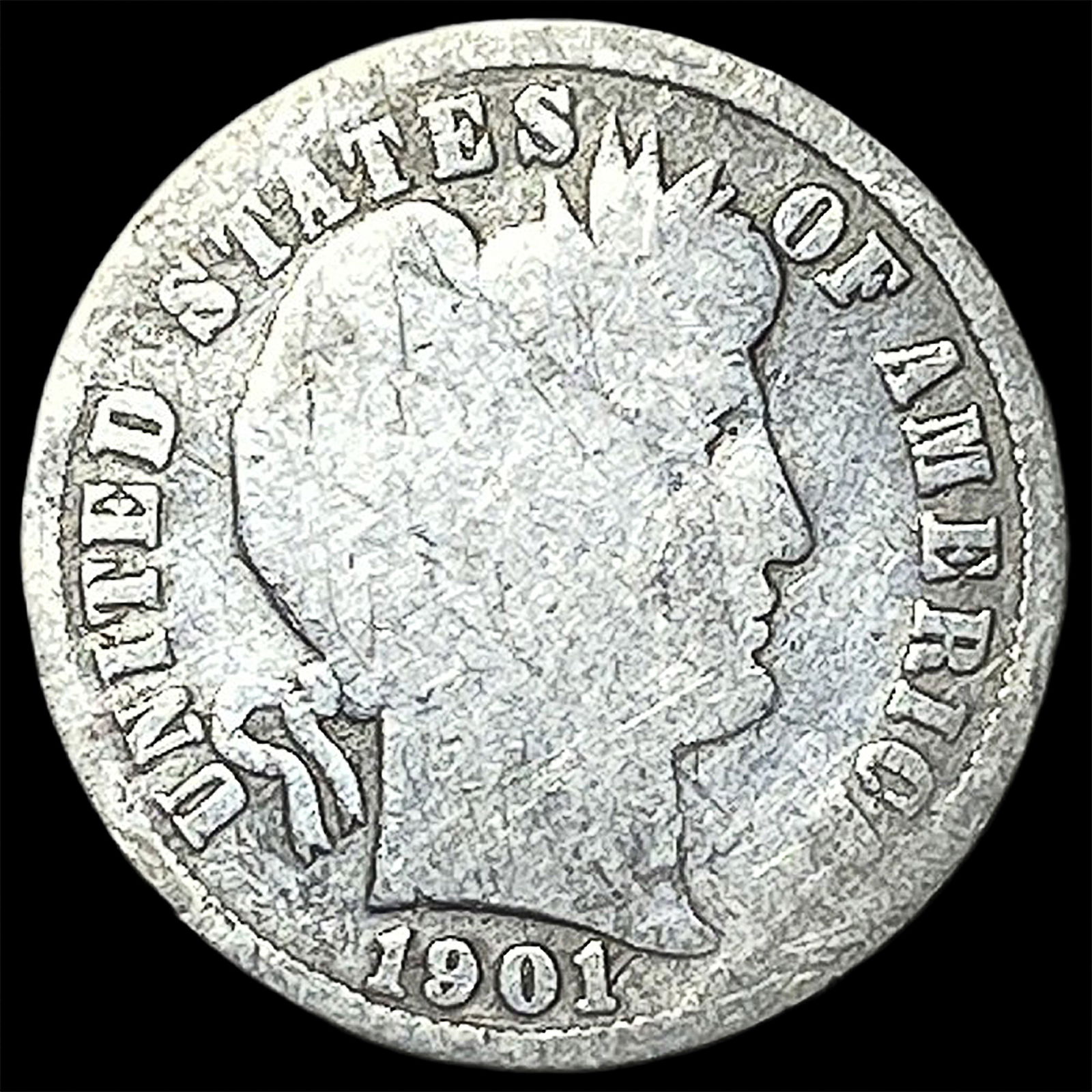 1901-S Silver Barber Dime NICELY CIRCULATED: 1901-S Silver Barber Dime NICELY CIRCULATED