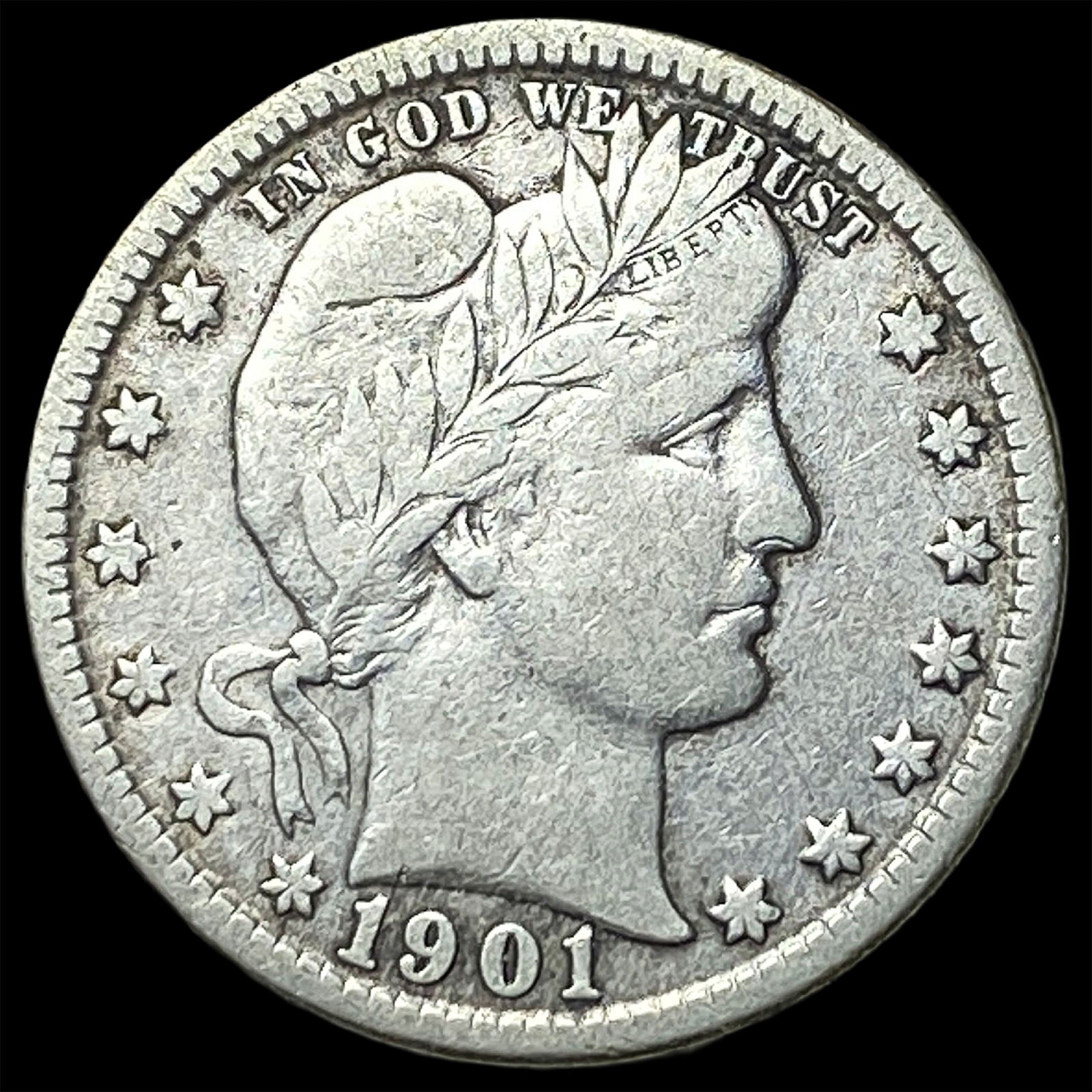 1901-O Silver Barber Quarter LIGHTLY CIRCULATED (1 of 2)