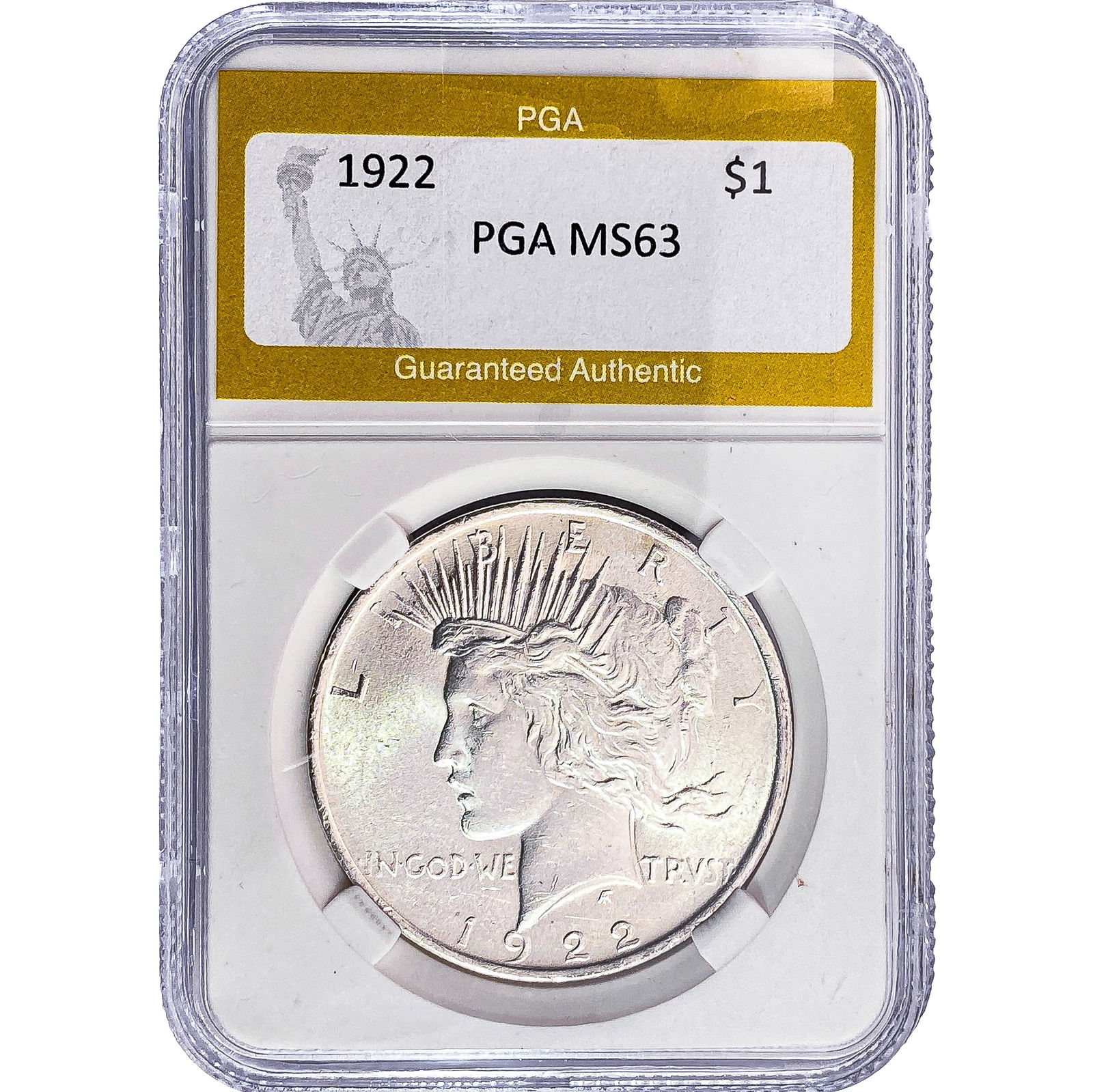 1922 Silver Peace Dollar PGA MS63: 1922 Silver Peace Dollar PGA MS63