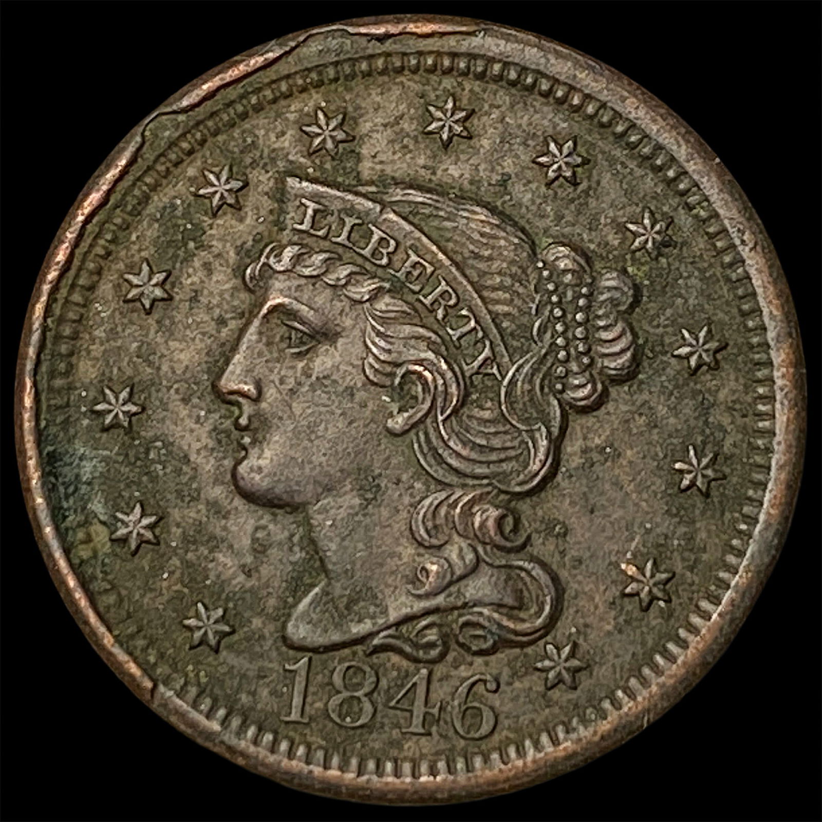 1846 Braided Hair Large Cent HIGH GRADE: 1846 Braided Hair Large Cent HIGH GRADE