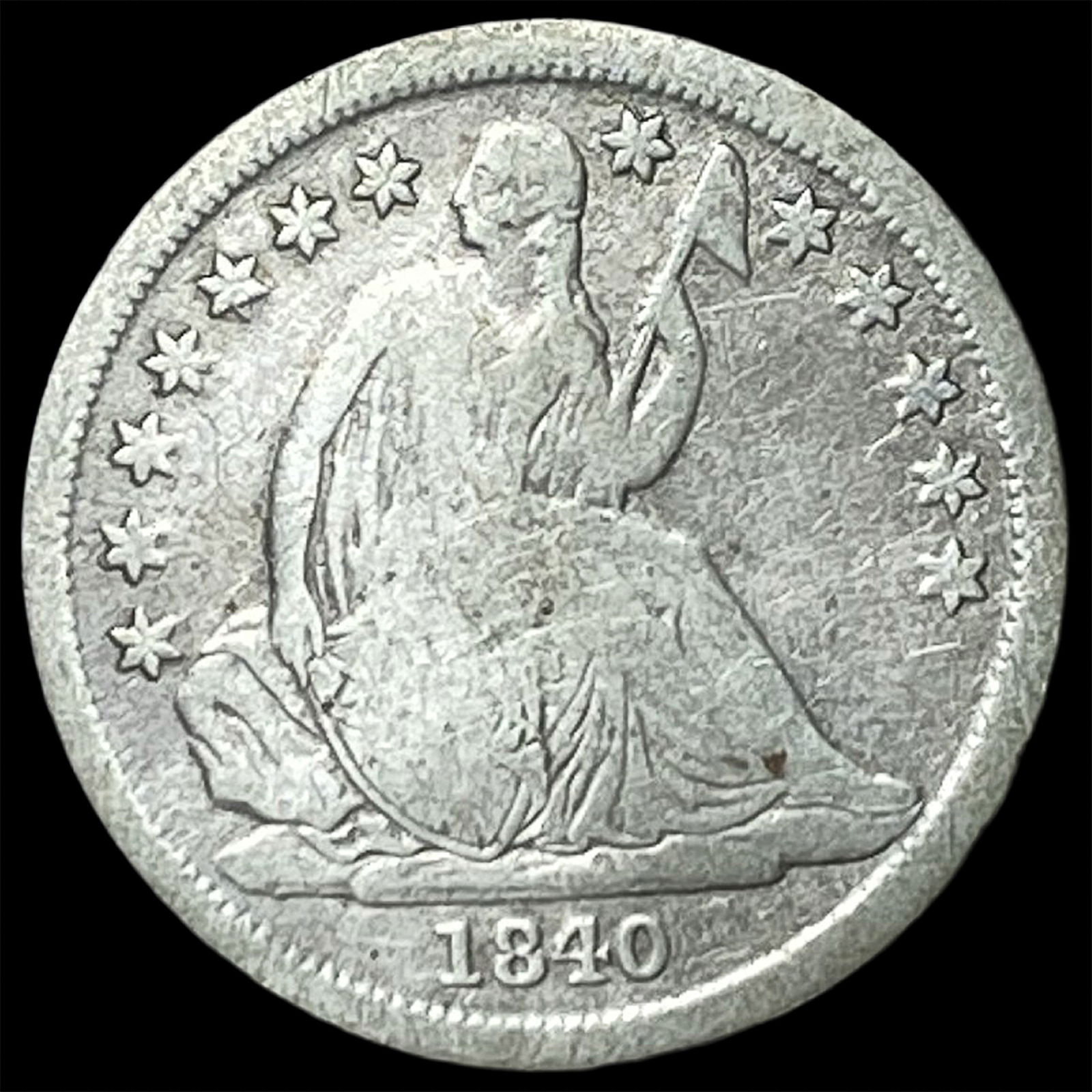 1840-O Silver Seated Liberty Dime LIGHTLY CIRCULATED: 1840-O Silver Seated Liberty Dime LIGHTLY CIRCULATED