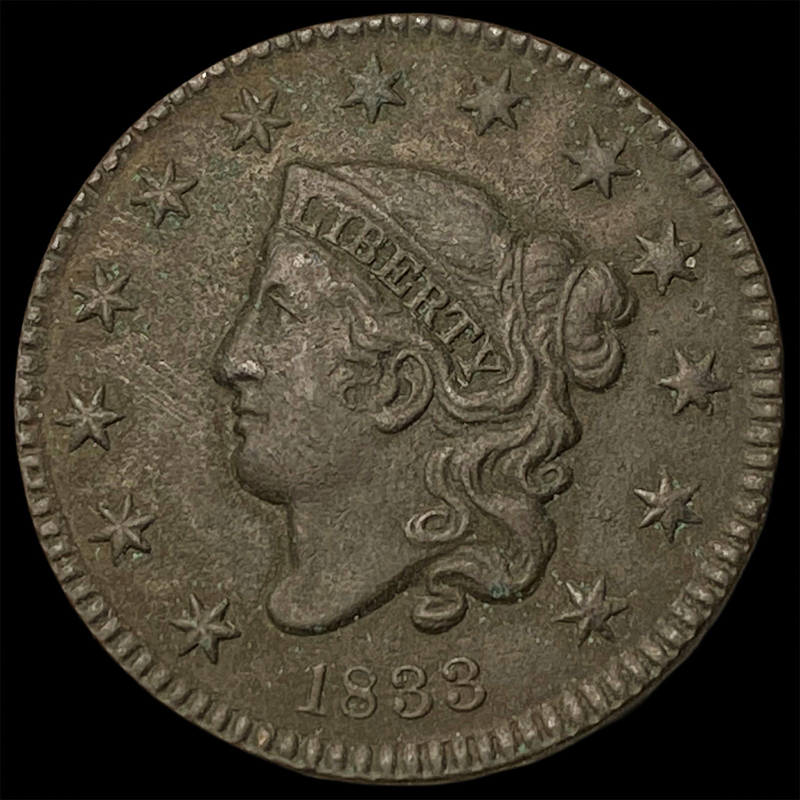 1833 Coronet Head Large Cent HIGH GRADE: 1833 Coronet Head Large Cent HIGH GRADE