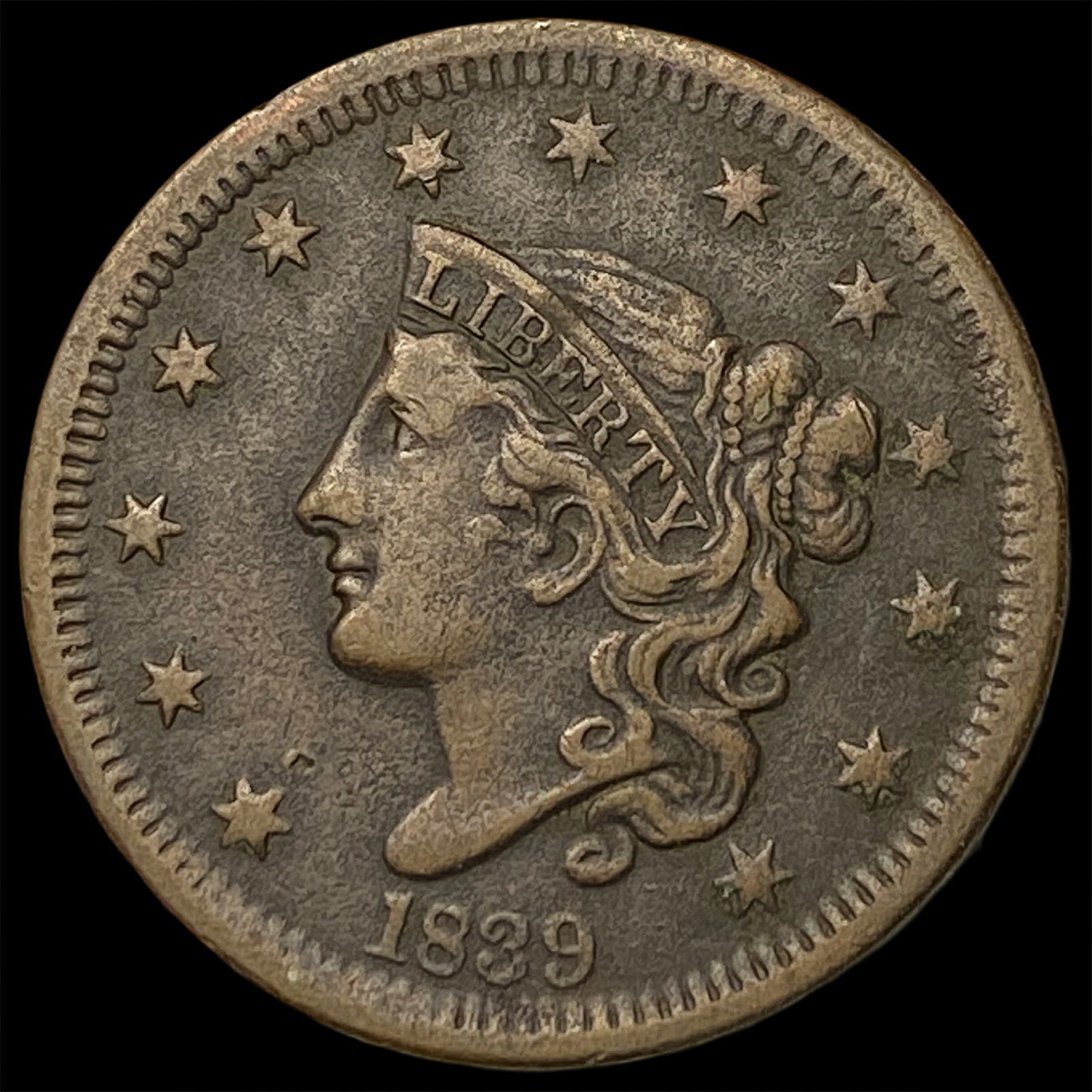 1839 Coronet Head Large Cent NEARLY UNCIRCULATED (1 of 2)