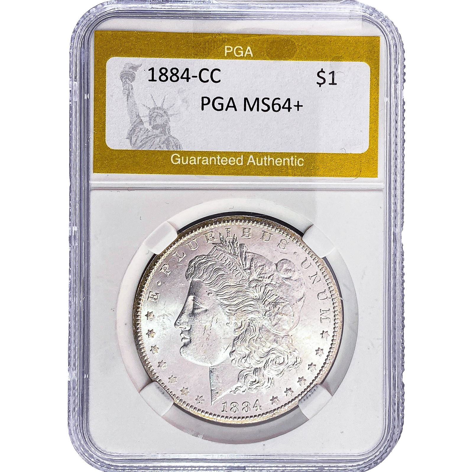 1884-CC Morgan Silver Dollar PGA MS64+: 1884-CC Morgan Silver Dollar PGA MS64+