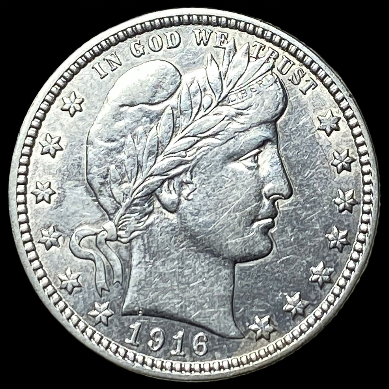 1916-D Silver Barber Quarter ABOUT UNCIRCULATED: 1916-D Silver Barber Quarter ABOUT UNCIRCULATED