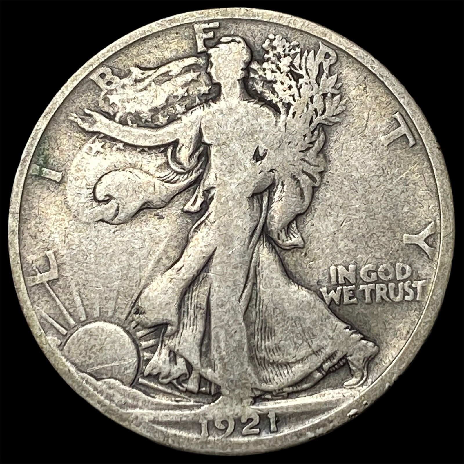 1921-D Silver Half Dollar Walking Liberty NICELY CIRCULATED: 1921-D Silver Half Dollar Walking Liberty NICELY CIRCULATED