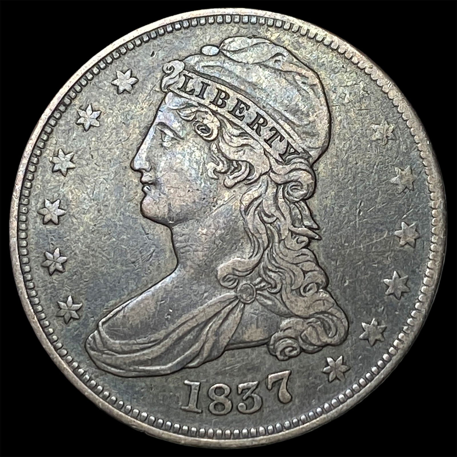 1837 Capped Bust Silver Half Dollar NEARLY UNCIRCULATED (1 of 2)