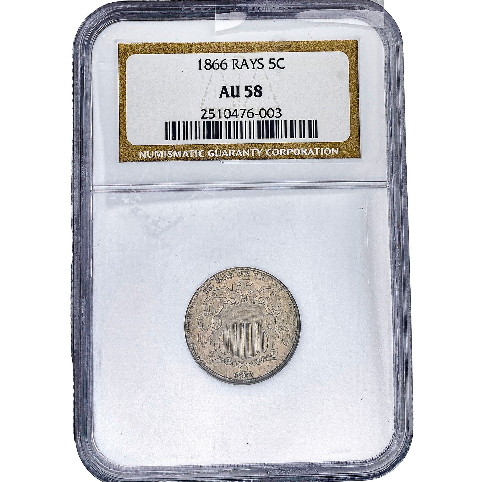 1866 Shield Nickel NGC AU58 Rays (1 of 2)