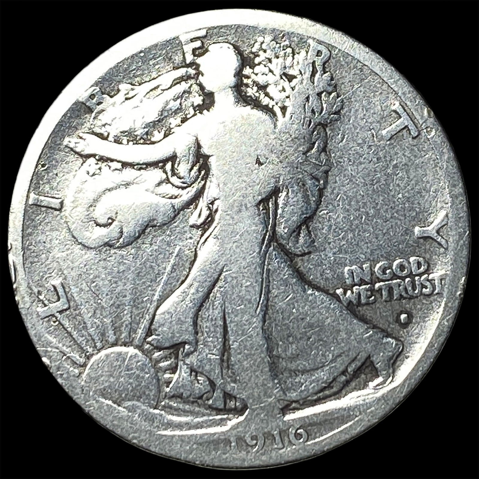 1916-S Walking Liberty Half Dollar NICELY CIRCULATED: 1916-S Walking Liberty Half Dollar NICELY CIRCULATED