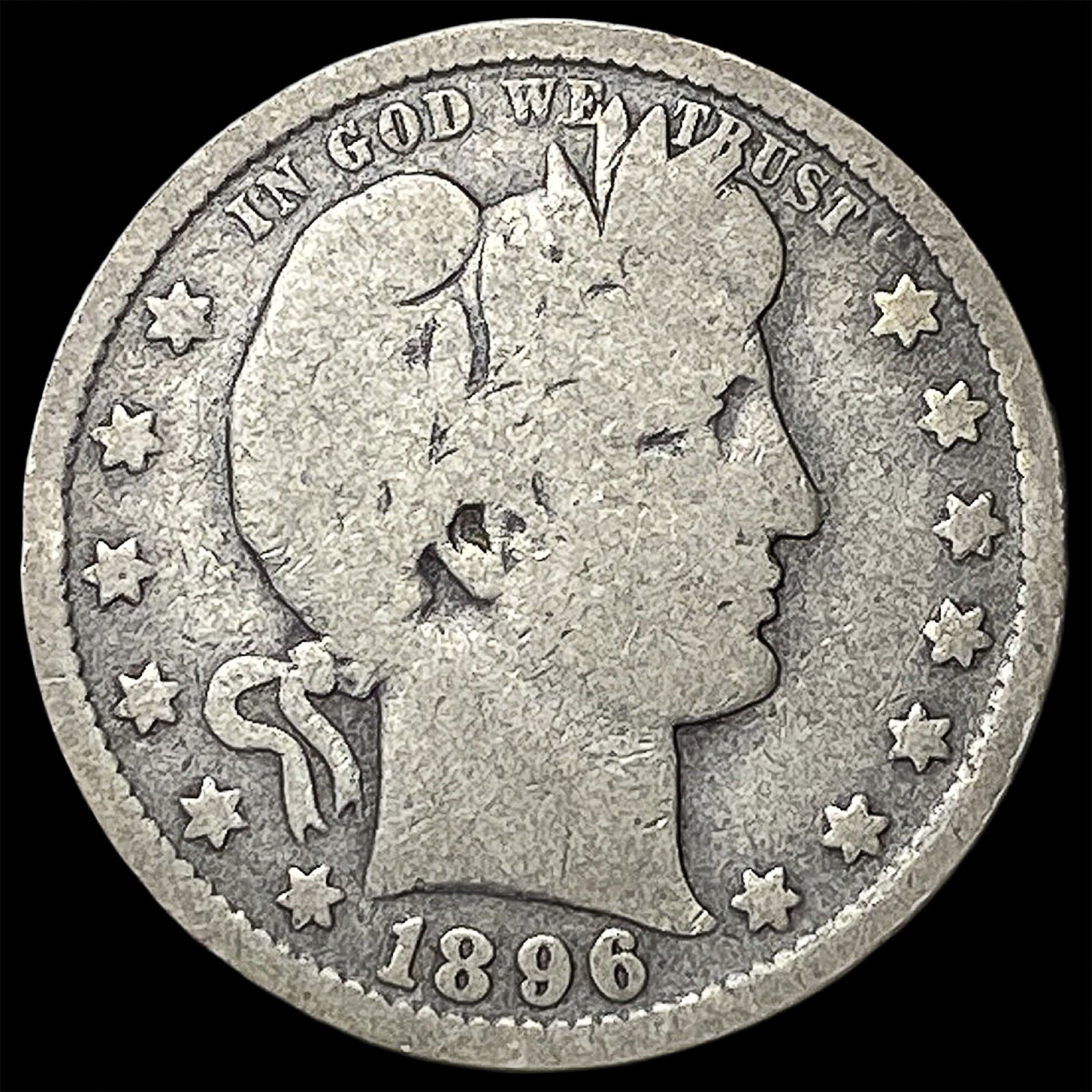1896-O Barber Silver Quarter NICELY CIRCULATED (1 of 2)