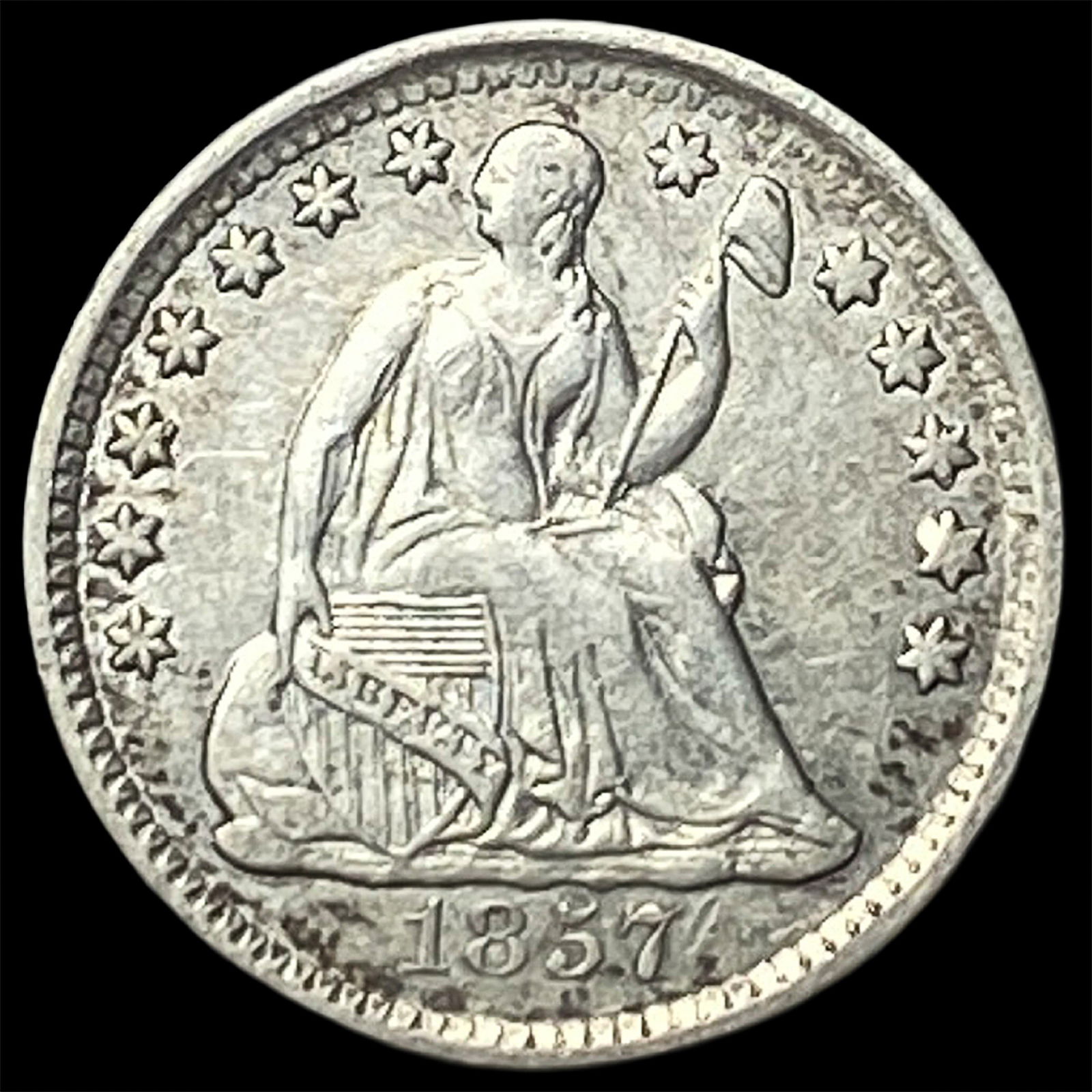 1857 Seated Liberty Half Dime CLOSELY UNCIRCULATED: 1857 Seated Liberty Half Dime CLOSELY UNCIRCULATED