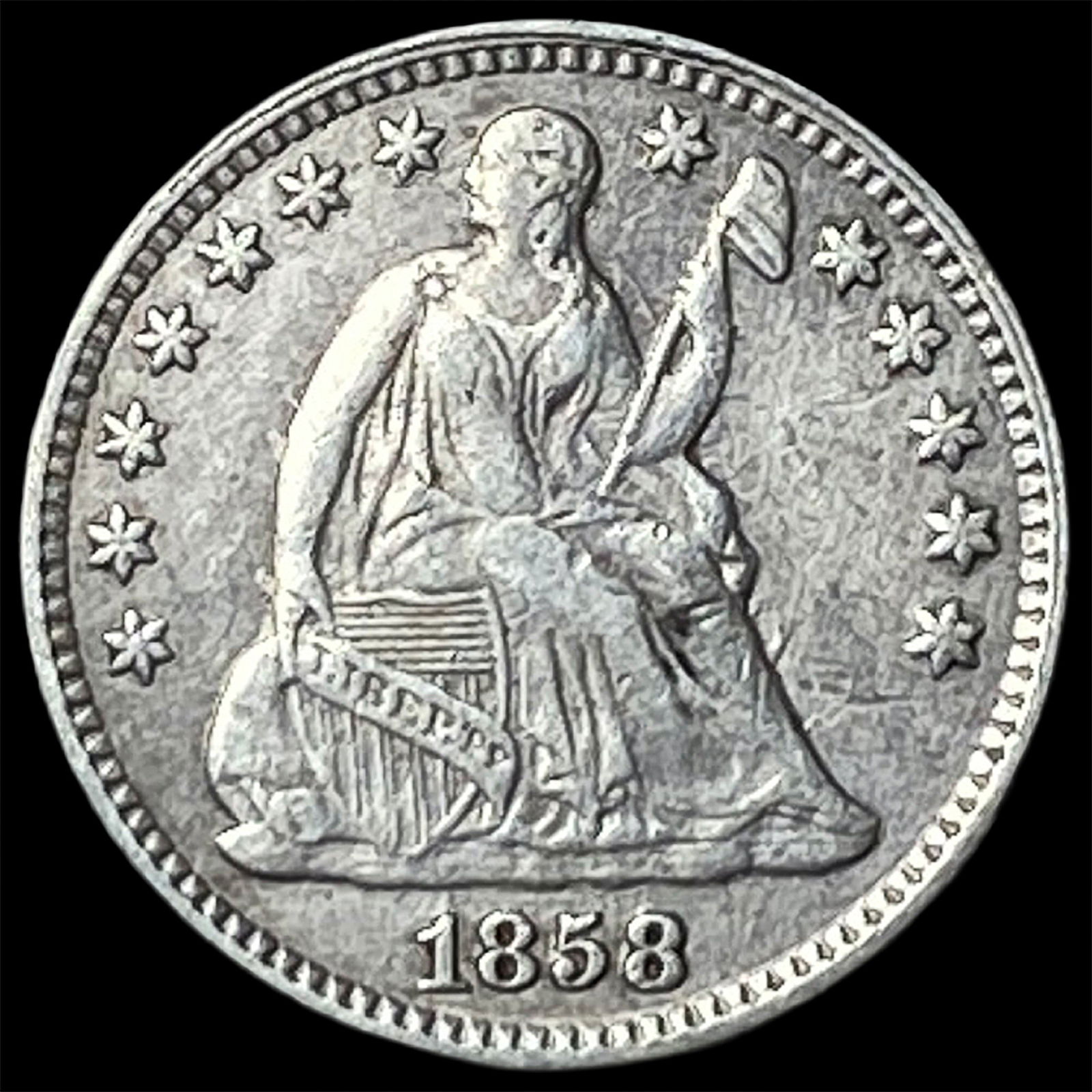 1858 Seated Liberty Half Dime CLOSELY UNCIRCULATED: 1858 Seated Liberty Half Dime CLOSELY UNCIRCULATED