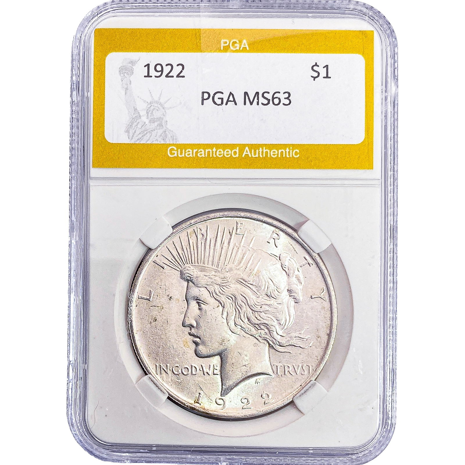 1922 Silver Peace Dollar PGA MS63: 1922 Silver Peace Dollar PGA MS63