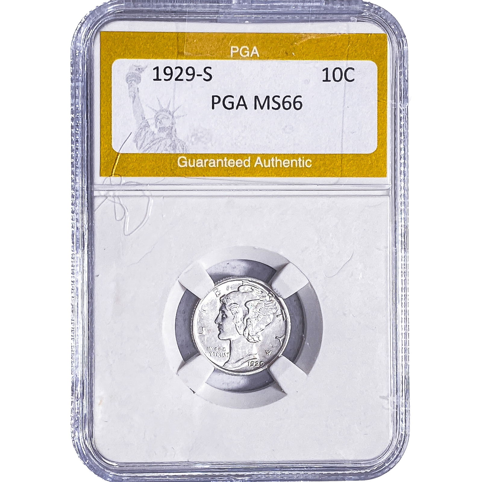 1929-S Mercury Silver Dime PGA MS66: 1929-S Mercury Silver Dime PGA MS66