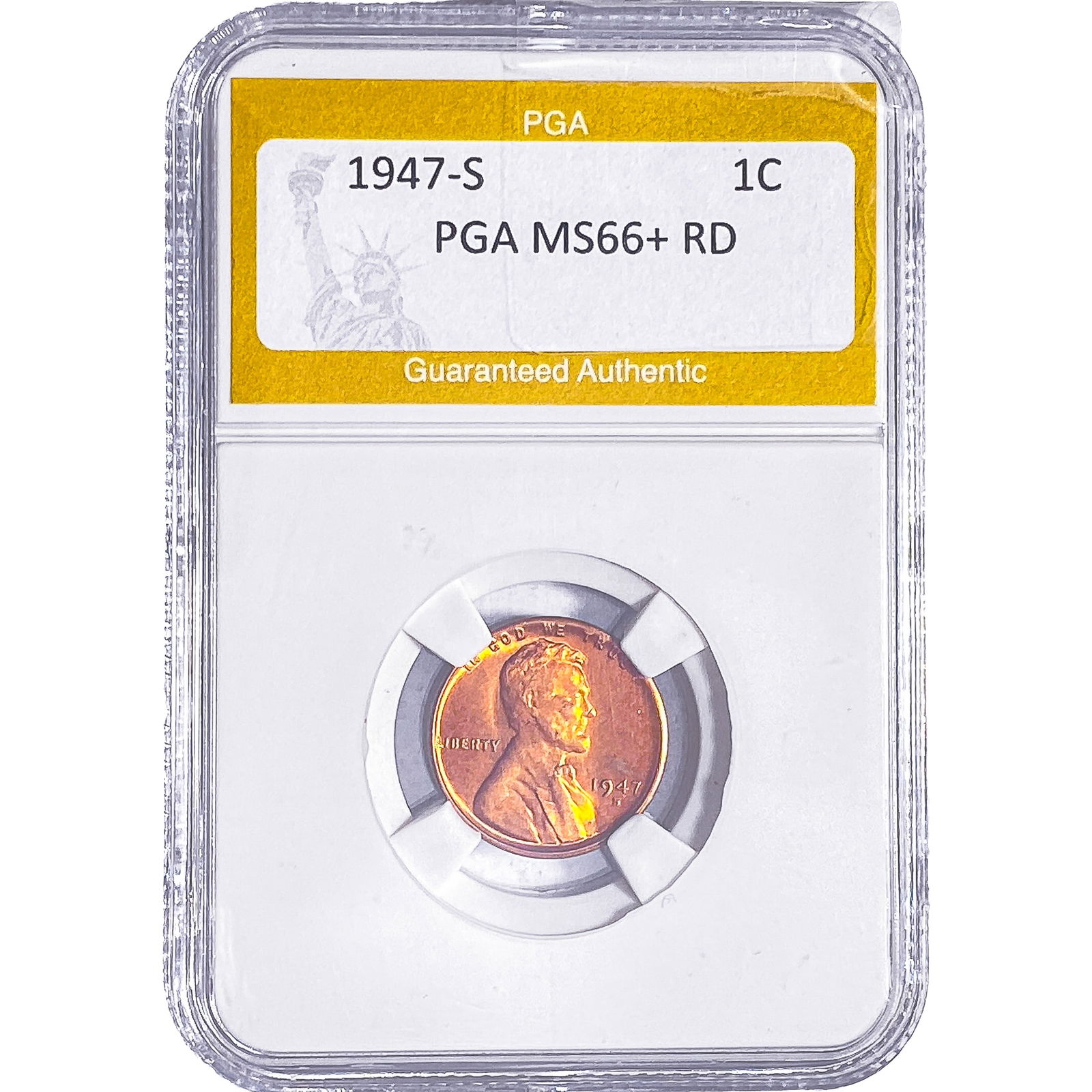 1947-S Wheat Cent PGA MS66+ RD: 1947-S Wheat Cent PGA MS66+ RD