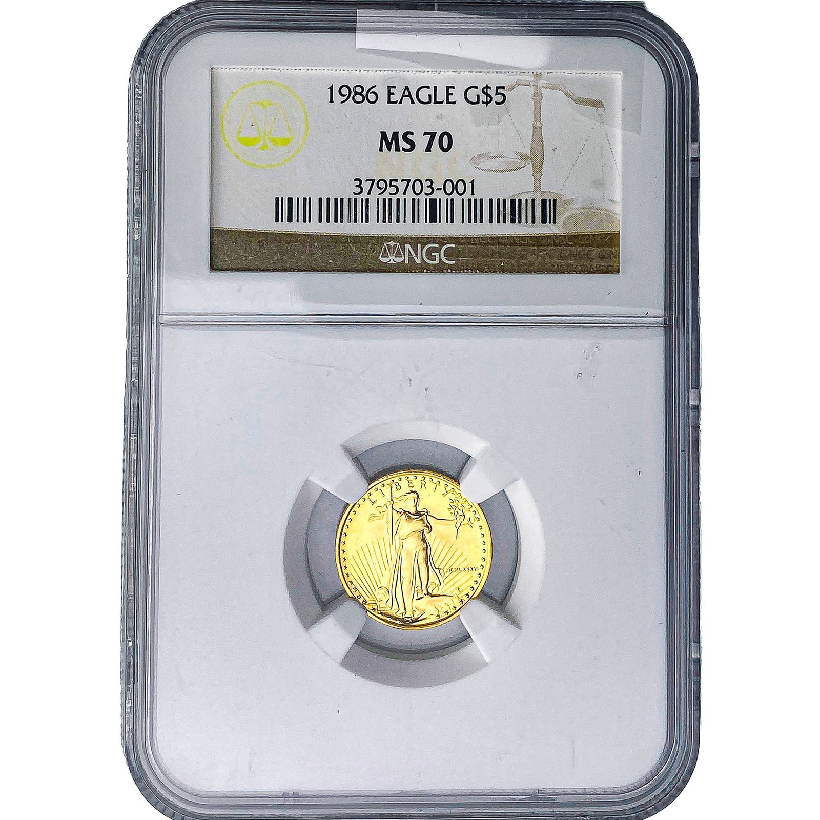 1986 1/10oz Gold American Eagle $5 NGC MS70: 1986 1/10oz Gold American Eagle $5 NGC MS70
