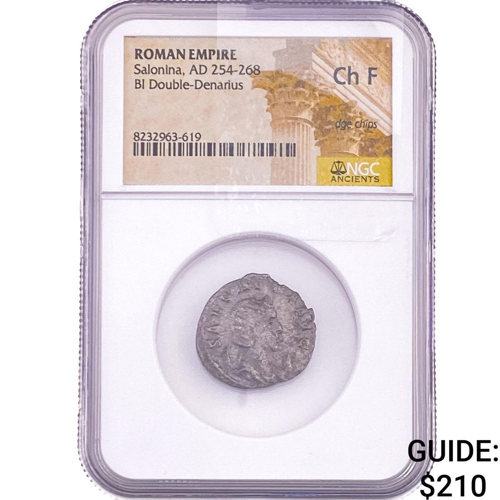 Roman Salonina, AD 254-268 BI Double-Denarius NGC ChF: Roman Salonina, AD 254-268 BI Double-Denarius NGC ChF