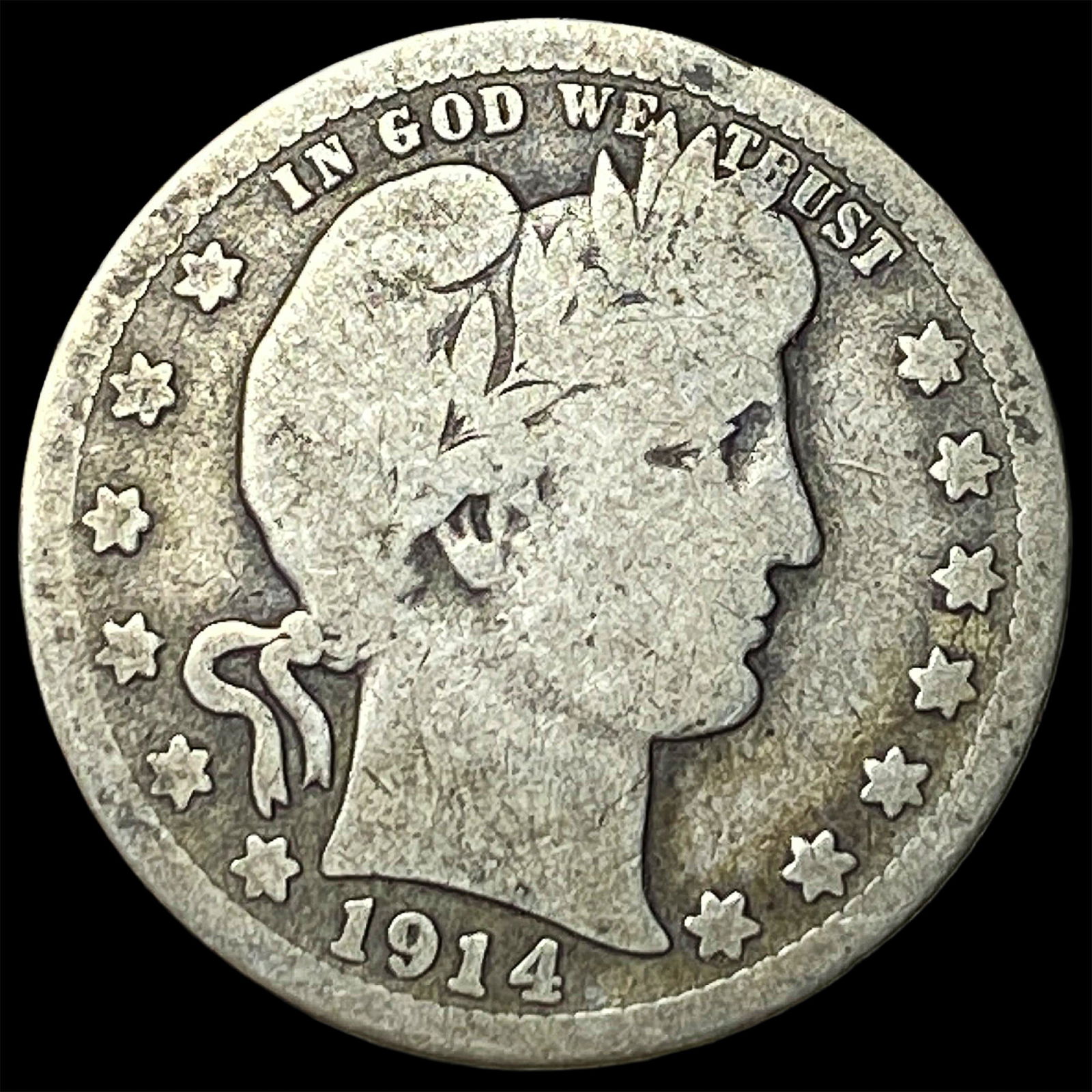 1914-S Silver Barber Quarter NICELY CIRCULATED (1 of 2)