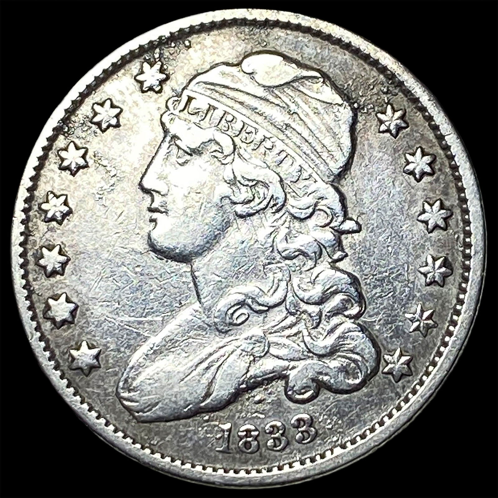 1833 Capped Bust Silver Quarter NEARLY UNCIRCULATED (1 of 2)