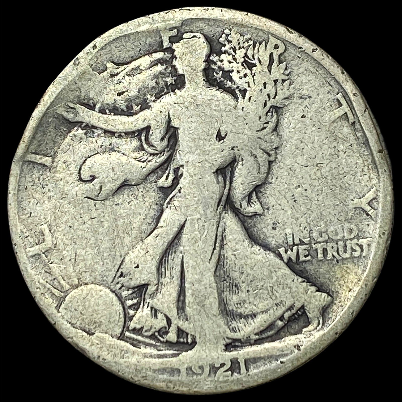 1921-D Silver Walking Liberty Half Dollar NICELY CIRCULATED: 1921-D Silver Walking Liberty Half Dollar NICELY CIRCULATED