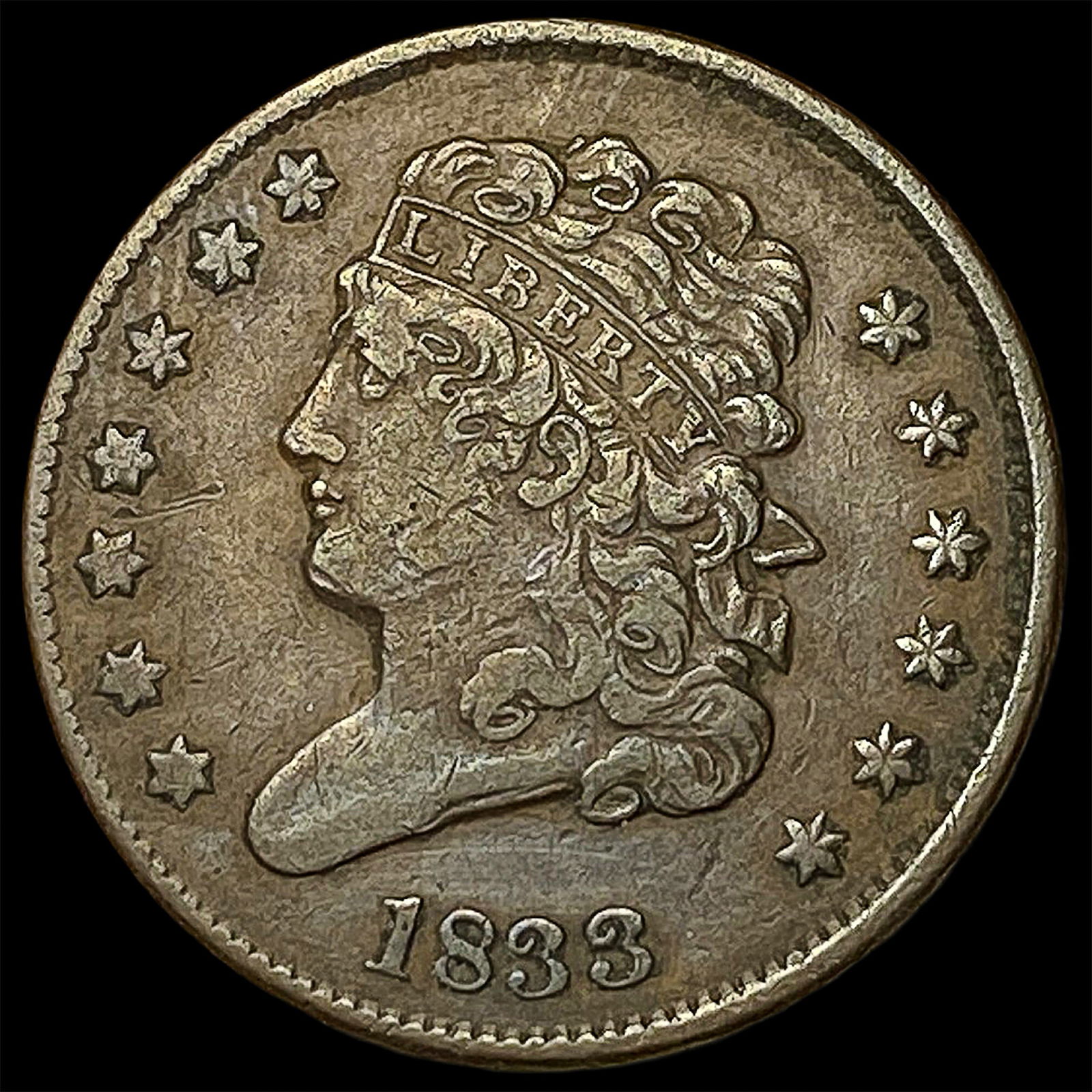 1833 Braided Hair Half Cent NEARLY UNCIRCULATED: 1833 Braided Hair Half Cent NEARLY UNCIRCULATED