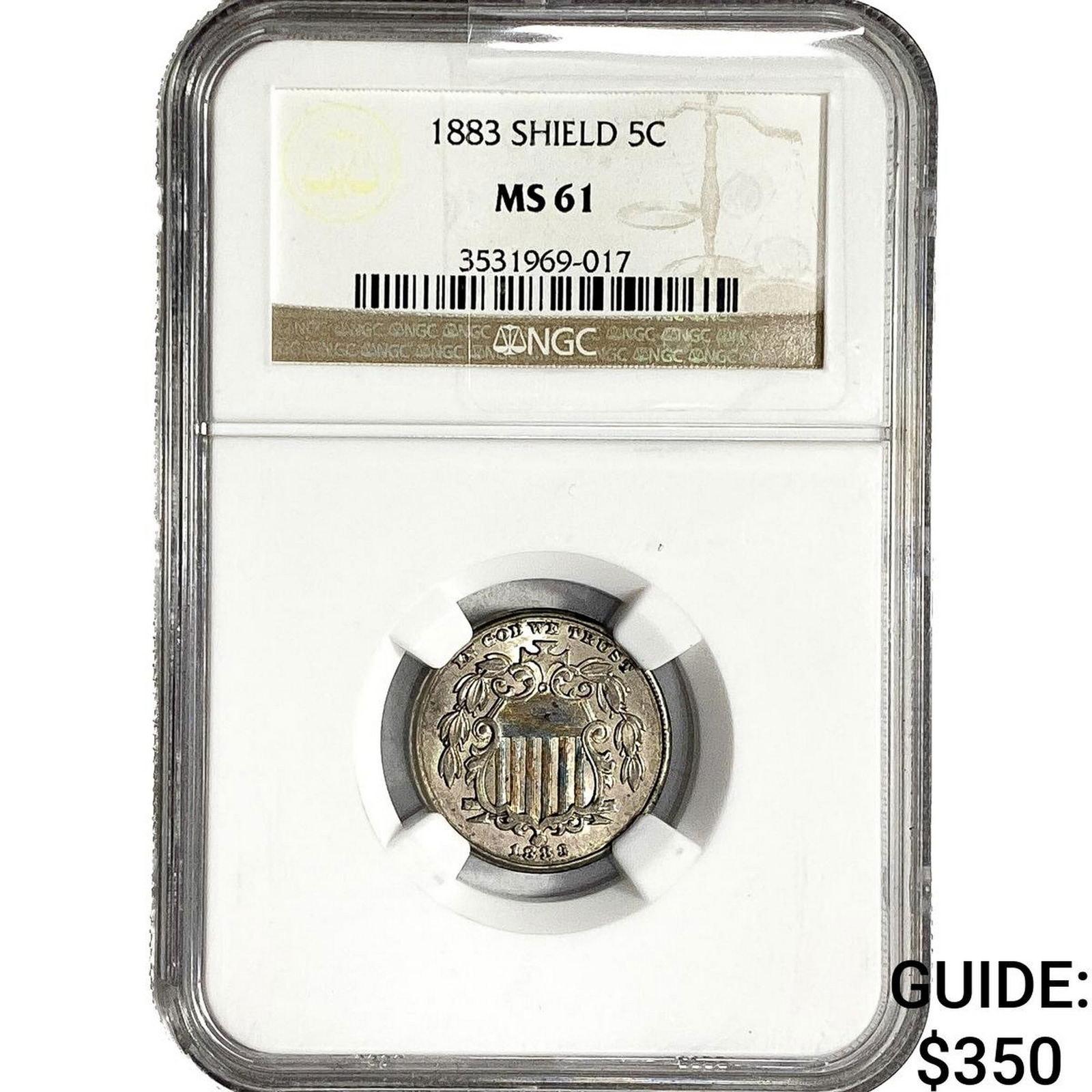 1883 Shield Nickel NGC MS61: 1883 Shield Nickel NGC MS61