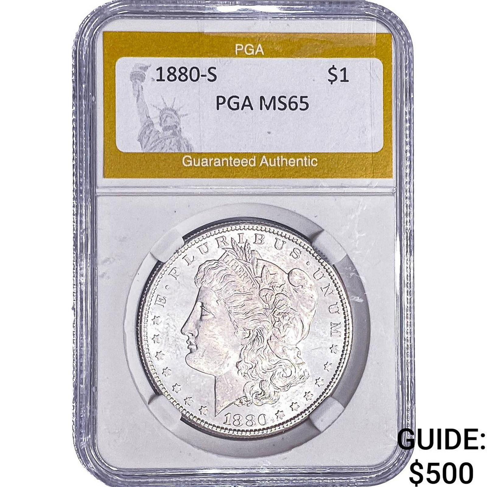 1880-S Morgan Silver Dollar PGA MS65: 1880-S Morgan Silver Dollar PGA MS65