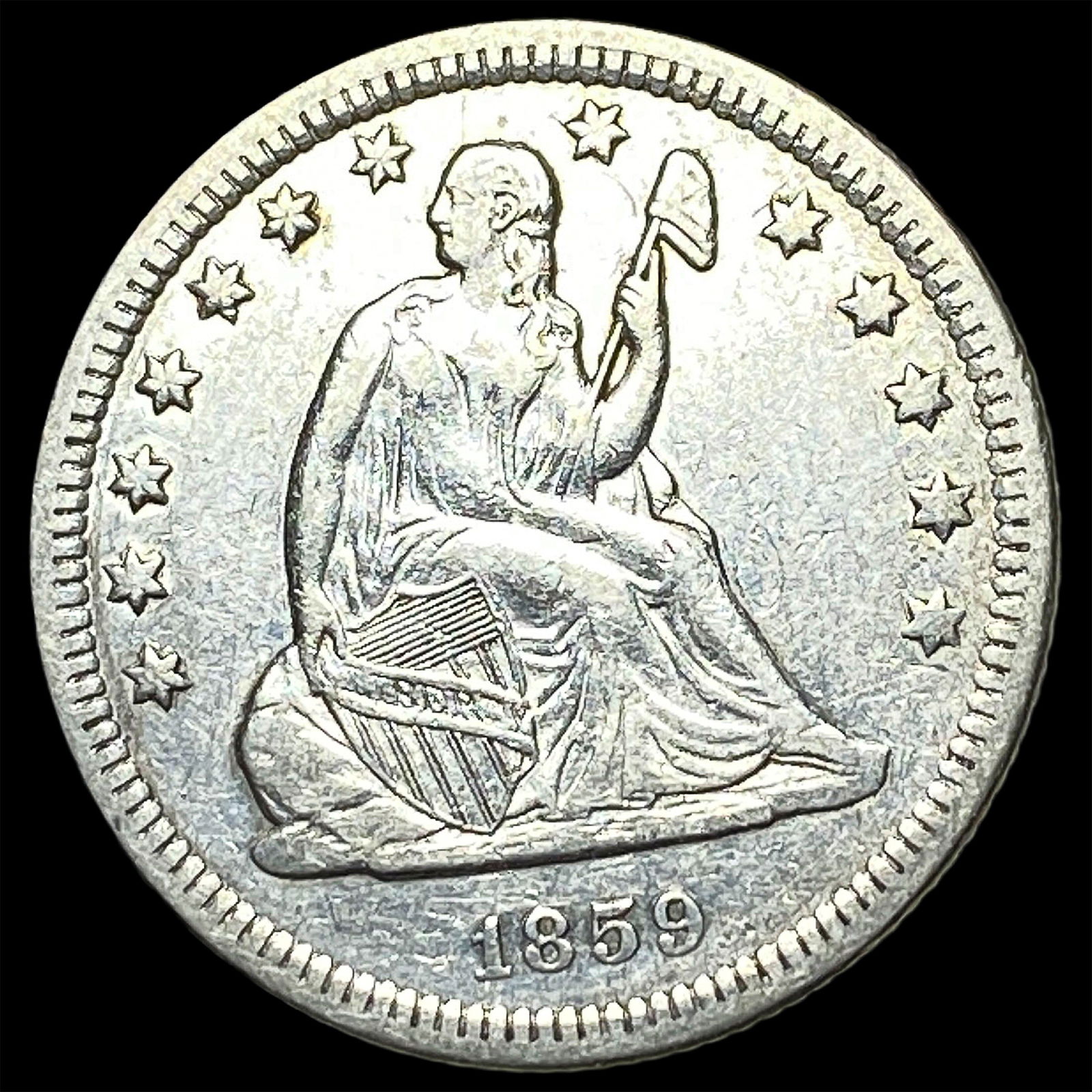 1859-O Seated Liberty Quarter CLOSELY UNCIRCULATED (1 of 2)